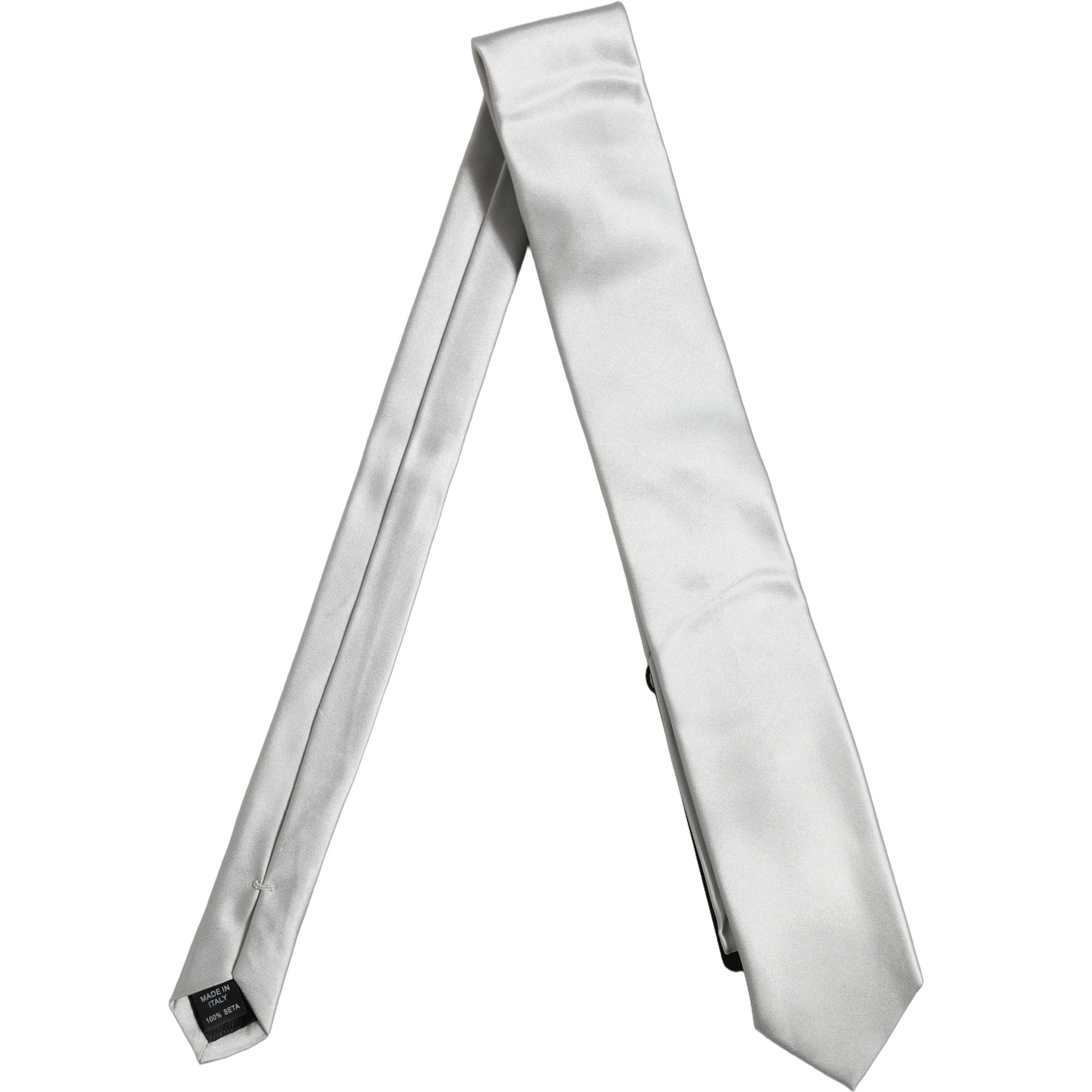 Gray Satin 100% Silk Adjustable Tied Men Necktie Tie