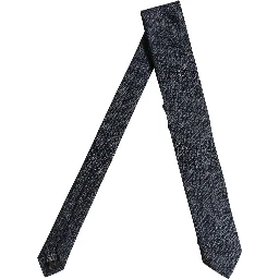 Men Dark Blue Geometric Silk Adjustable Tied Necktie Tie