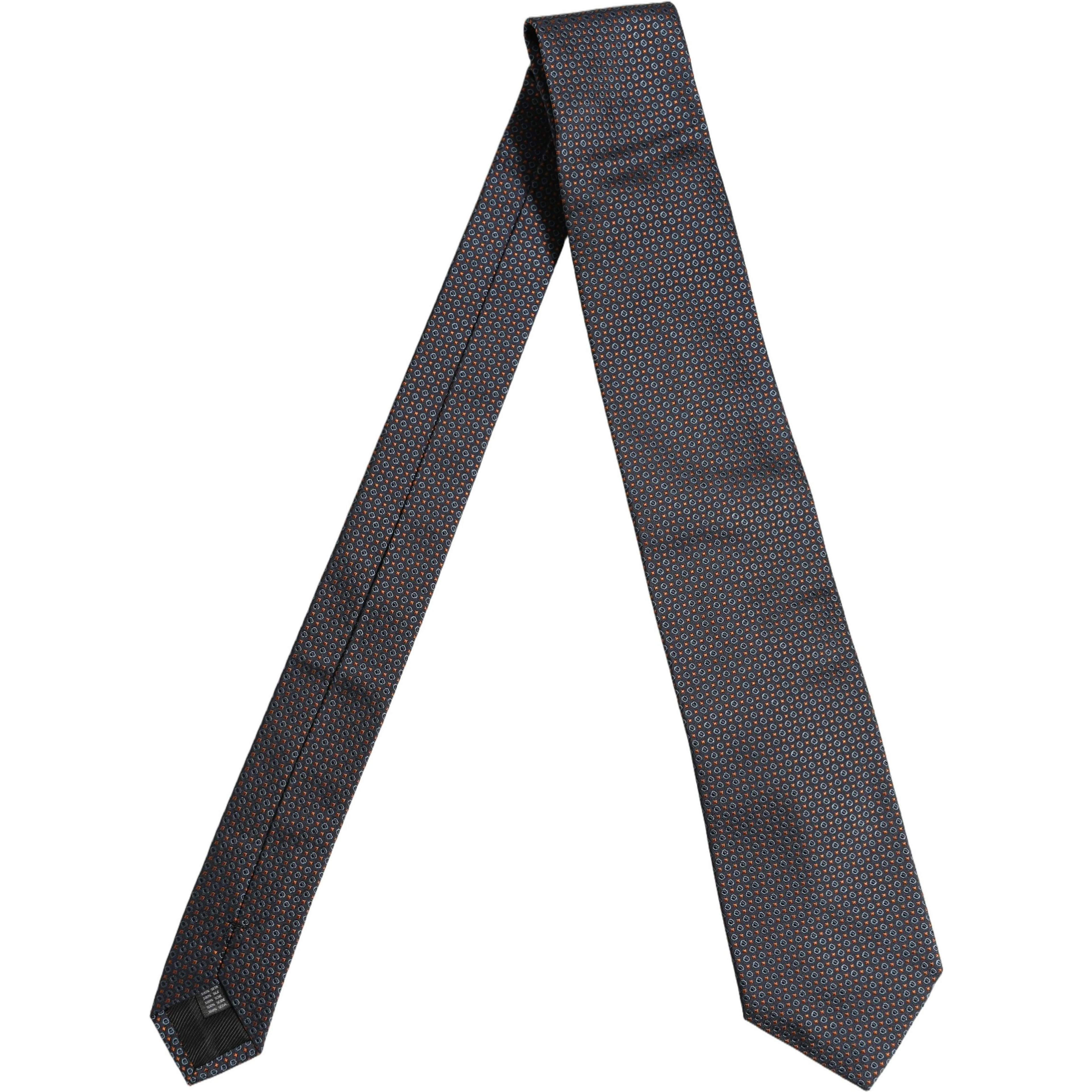 Dark Blue Geometric Silk Adjustable Necktie Accessory Tie