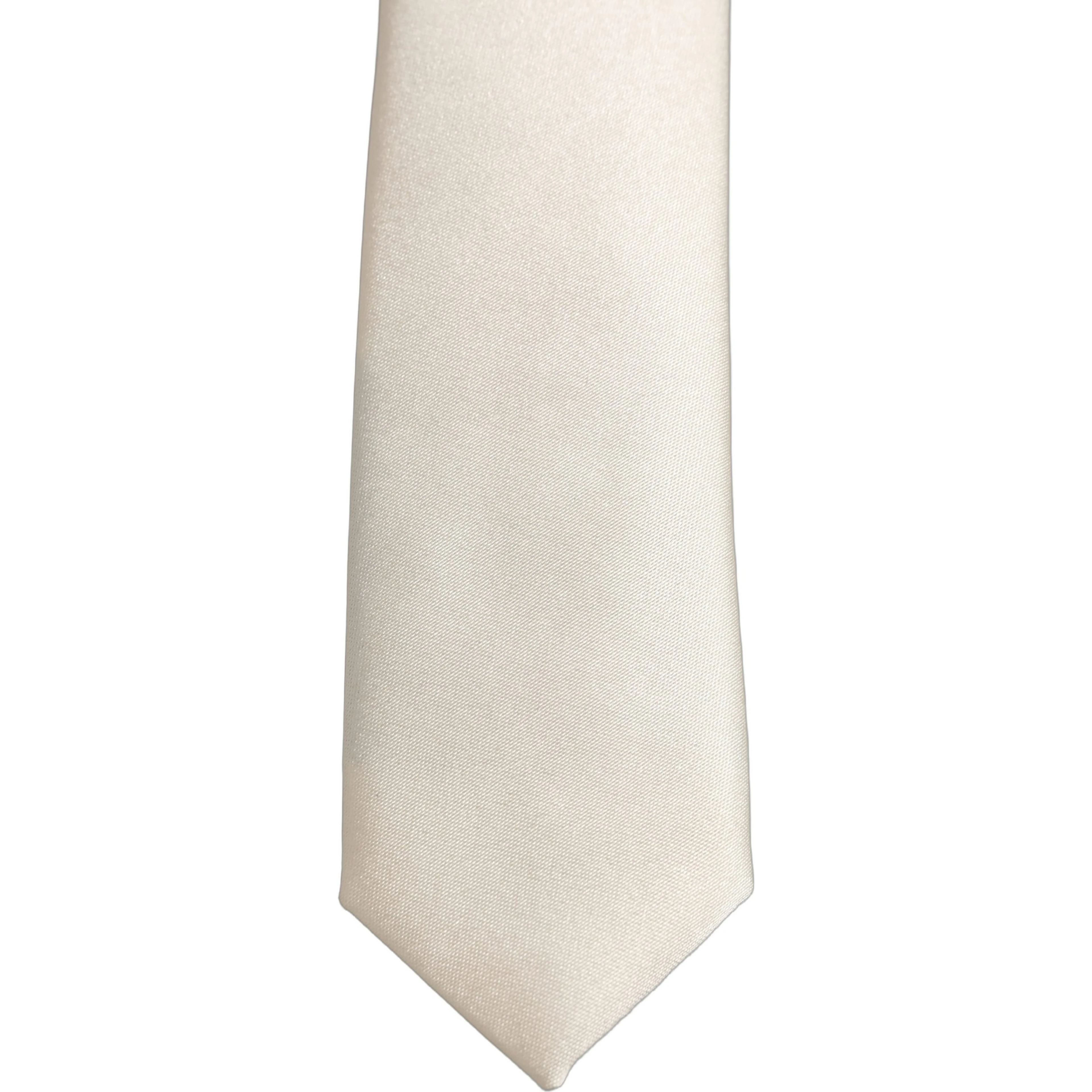 Cream Satin 100% Silk Adjustable Tied Men Necktie Tie