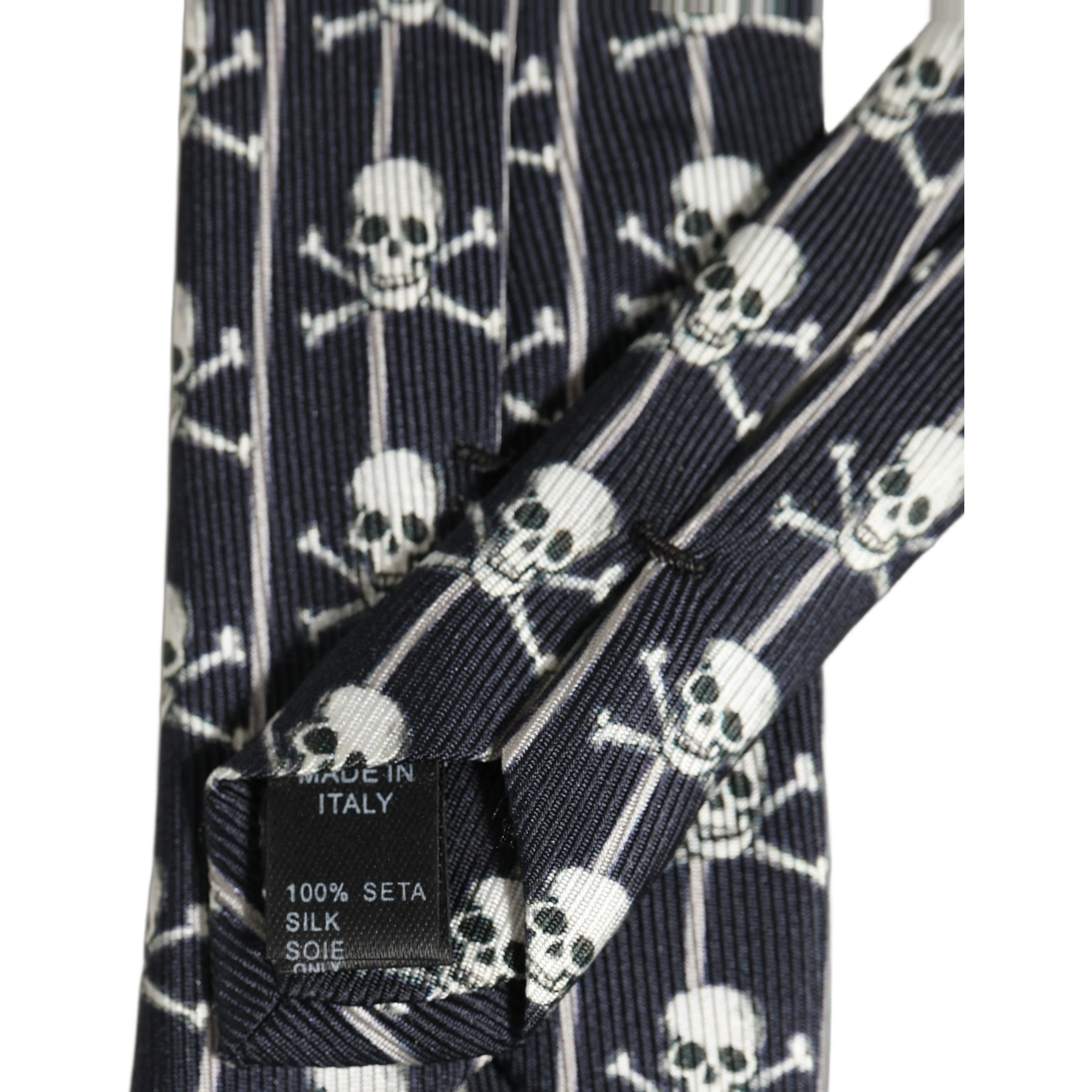 Men Black Silk Skull Fantasy Adjustable Tied Necktie Tie