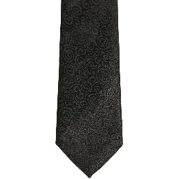 Black Swirl Pattern Silk Adjustable Necktie Accessory Tie
