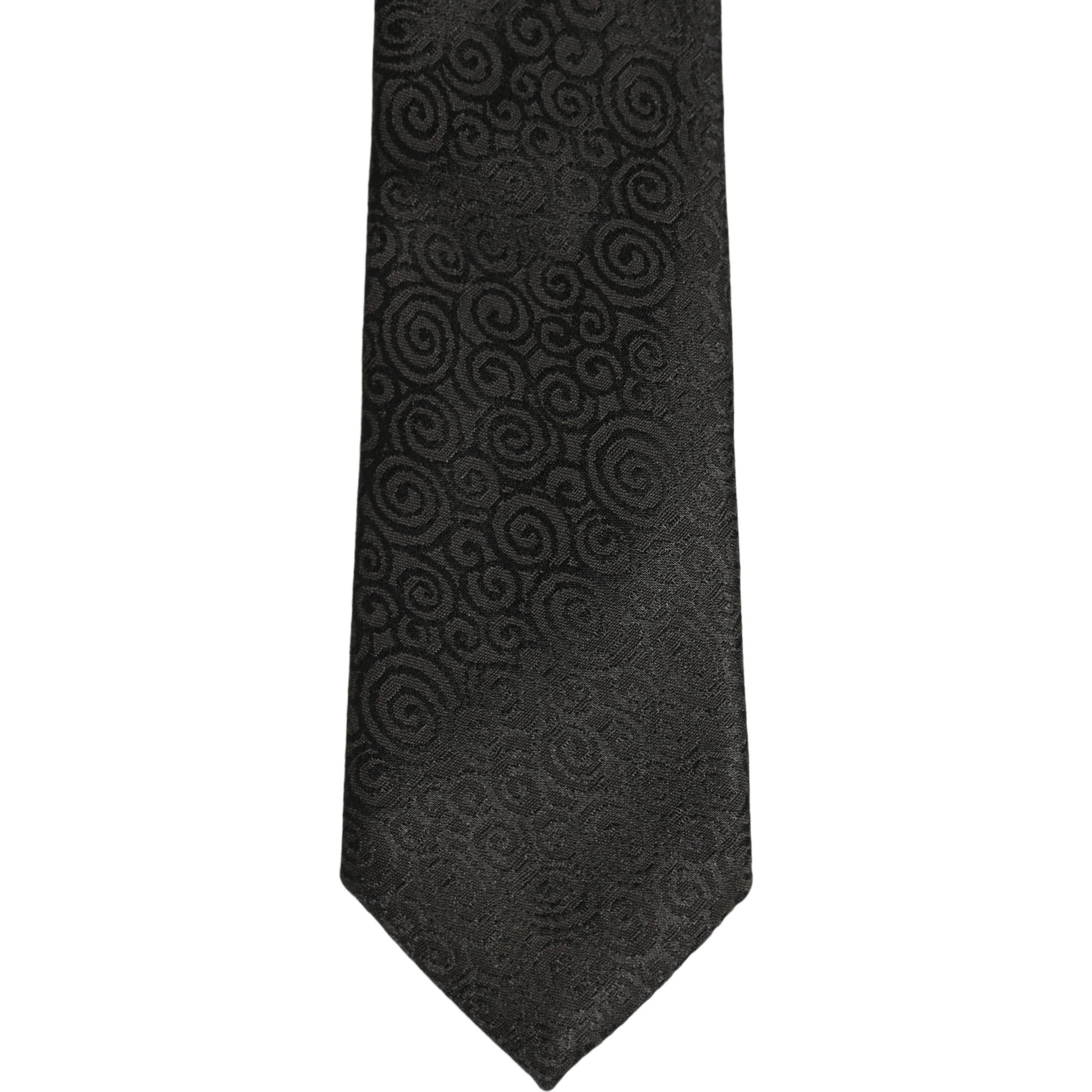 Black Swirl Pattern Silk Adjustable Necktie Accessory Tie