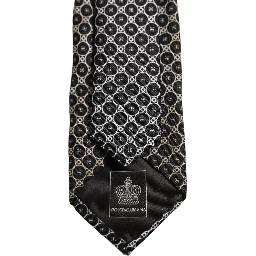 Black White Geometric Silk Adjustable Necktie Accessory Tie