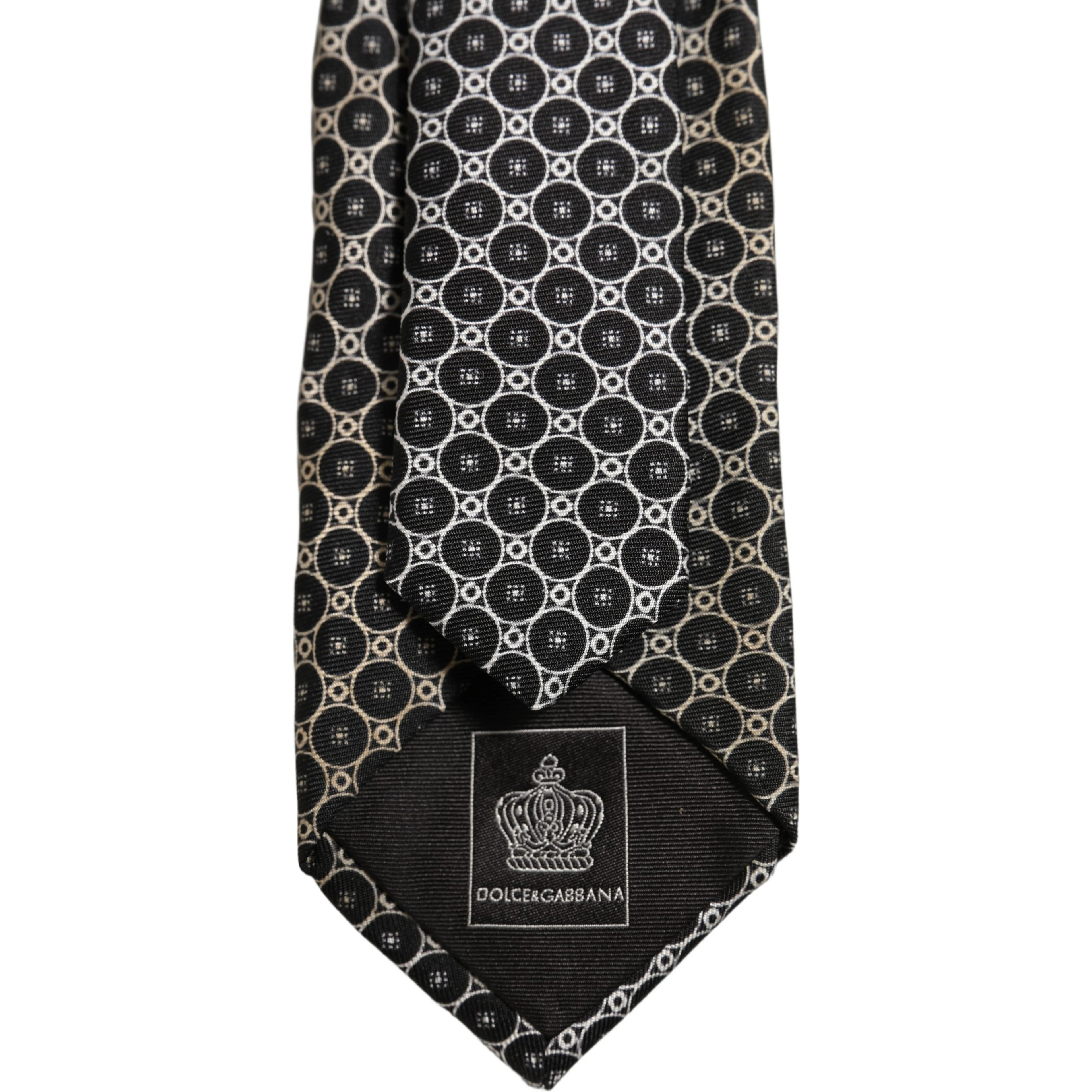 Black White Geometric Silk Adjustable Necktie Accessory Tie