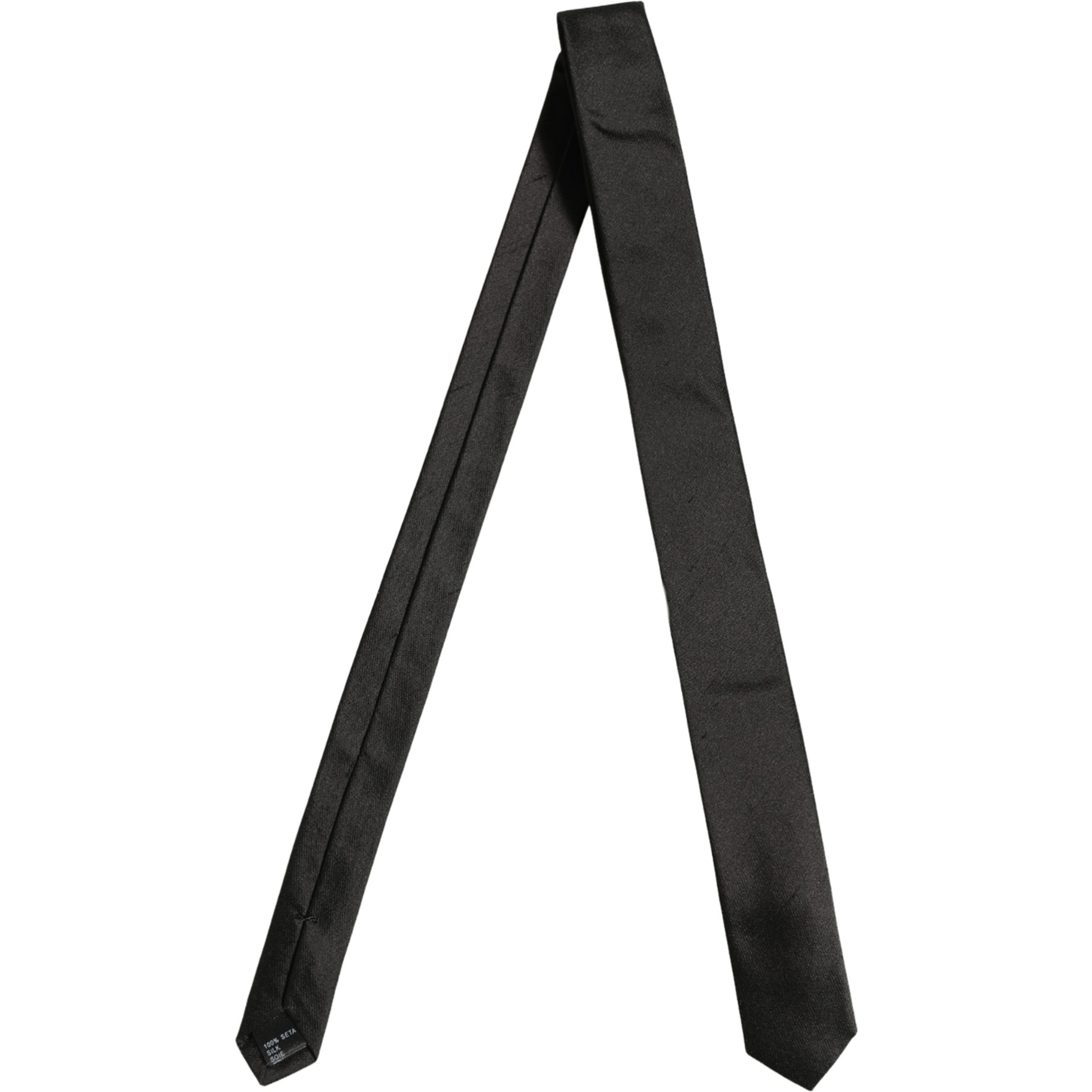 Black Satin Textured Adjustable Necktie Men Accessory Tie