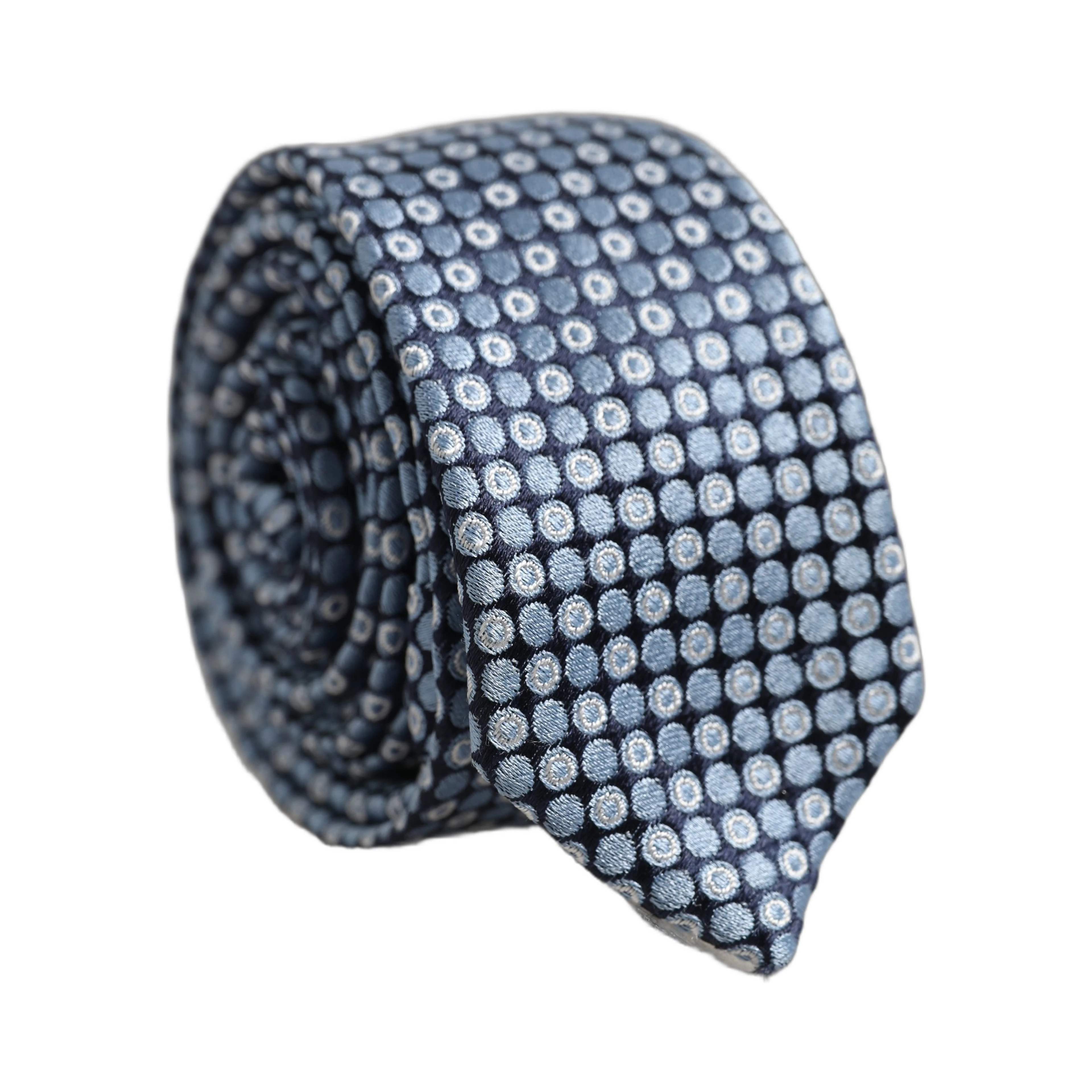 Blue Circle Pattern Silk Adjustable Necktie Accessory Tie