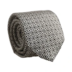 Black White Geometric Adjustable Necktie Accessory Tie