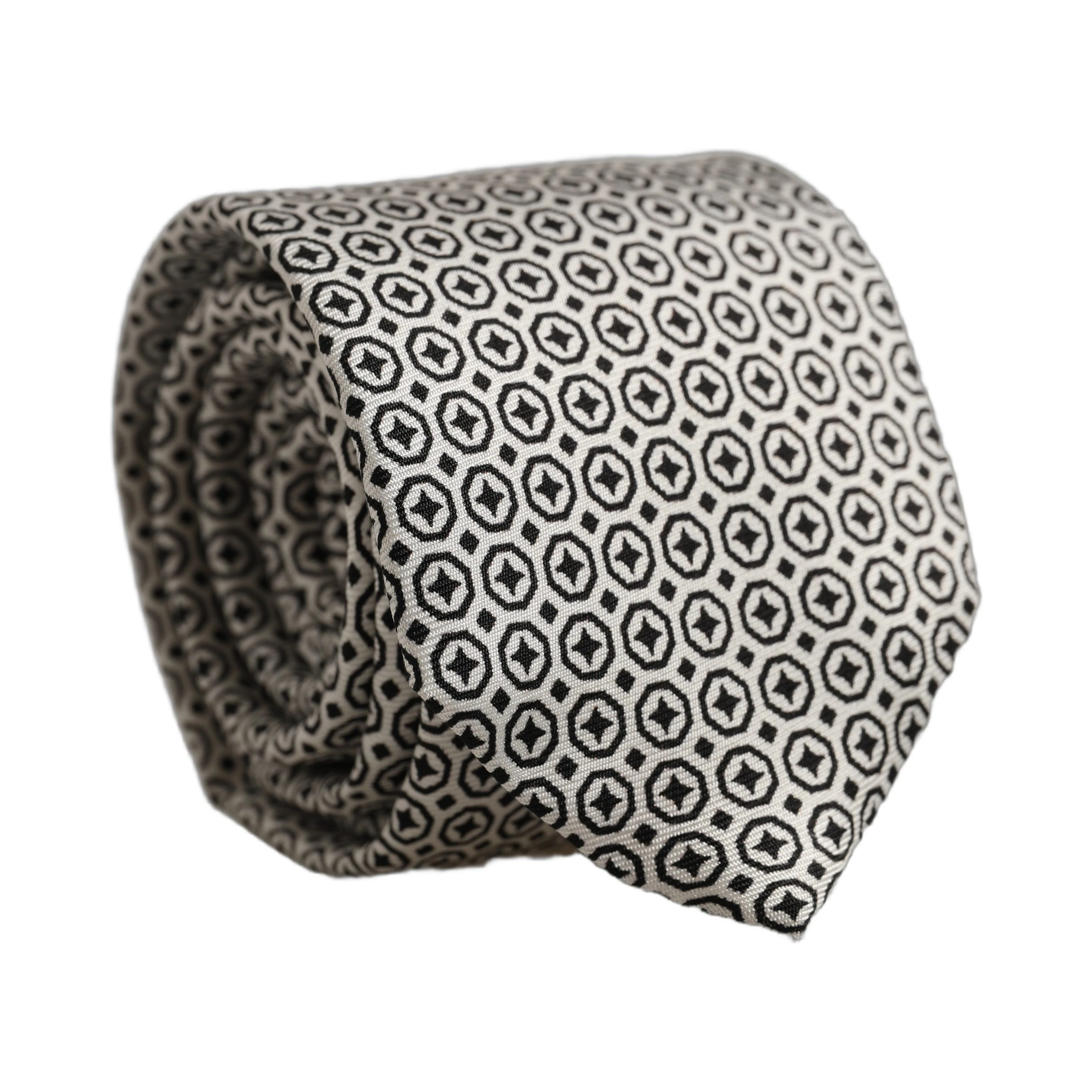 Black White Geometric Adjustable Necktie Accessory Tie