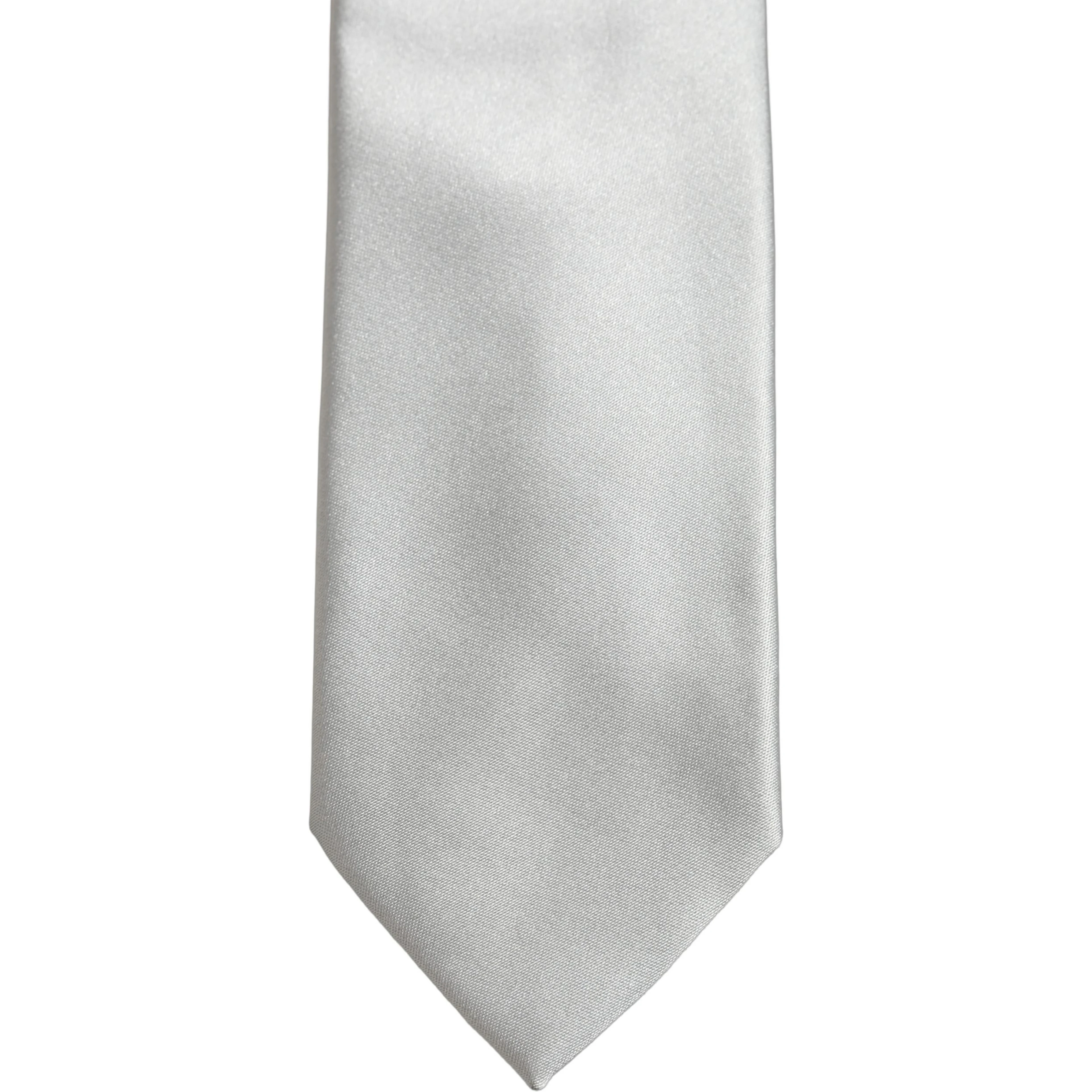 Gray Satin 100% Silk Adjustable Tied Men Necktie Tie