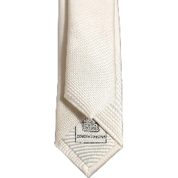 Cream Satin 100% Silk Adjustable Tied Men Necktie Tie