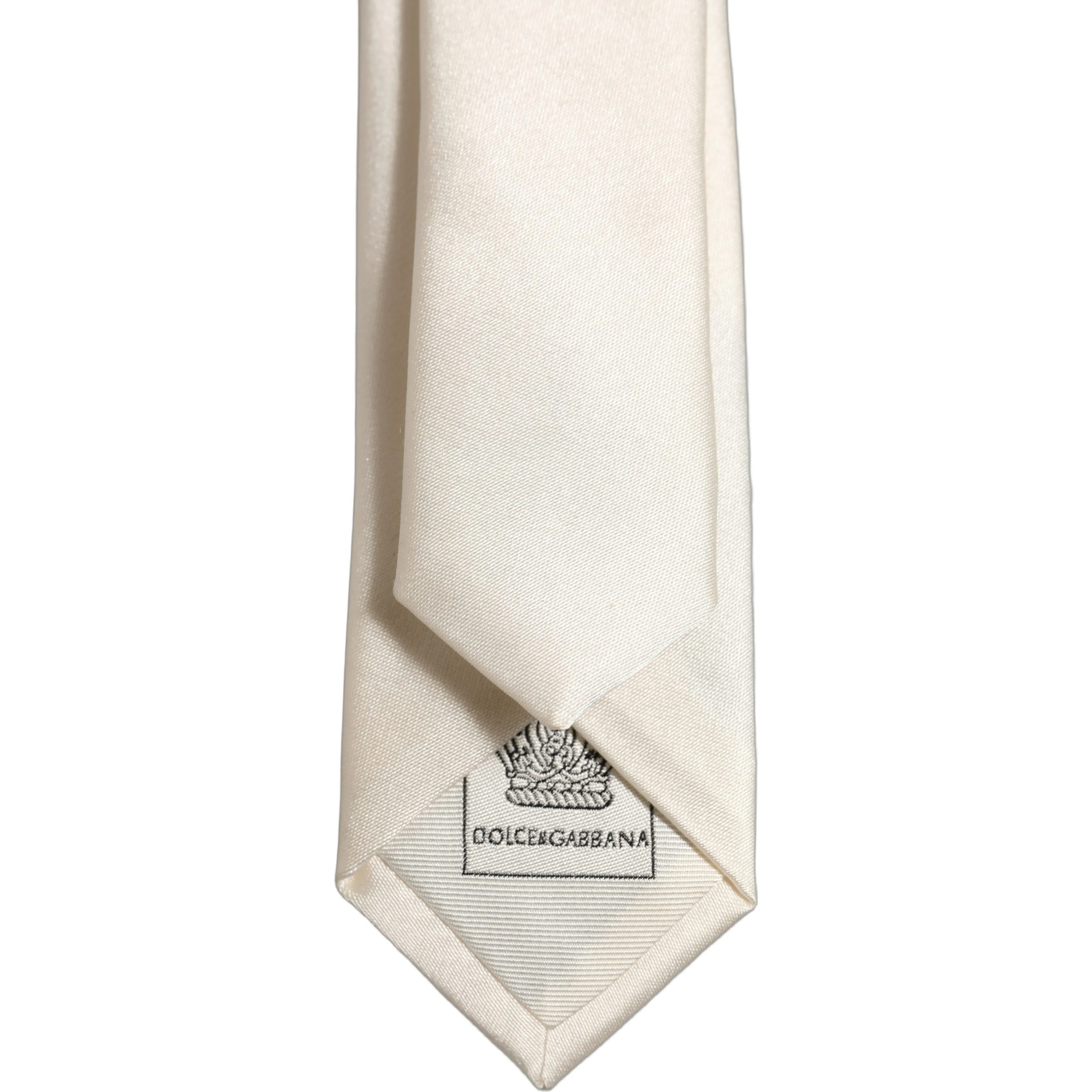Cream Satin 100% Silk Adjustable Tied Men Necktie Tie