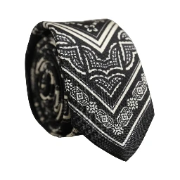 Black Patterned 100%Silk Adjustable Necktie Accessory Tie