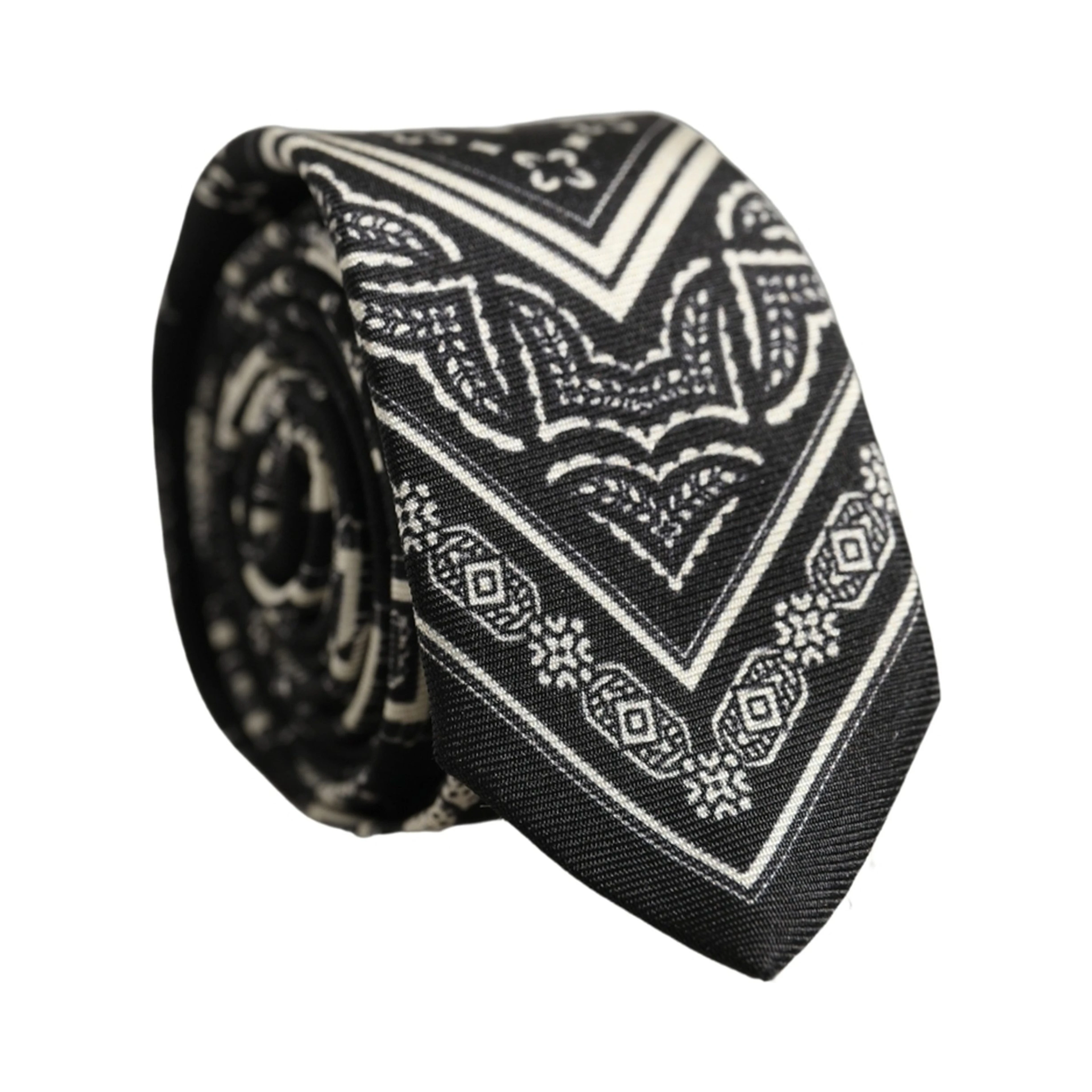 Black Patterned 100%Silk Adjustable Necktie Accessory Tie