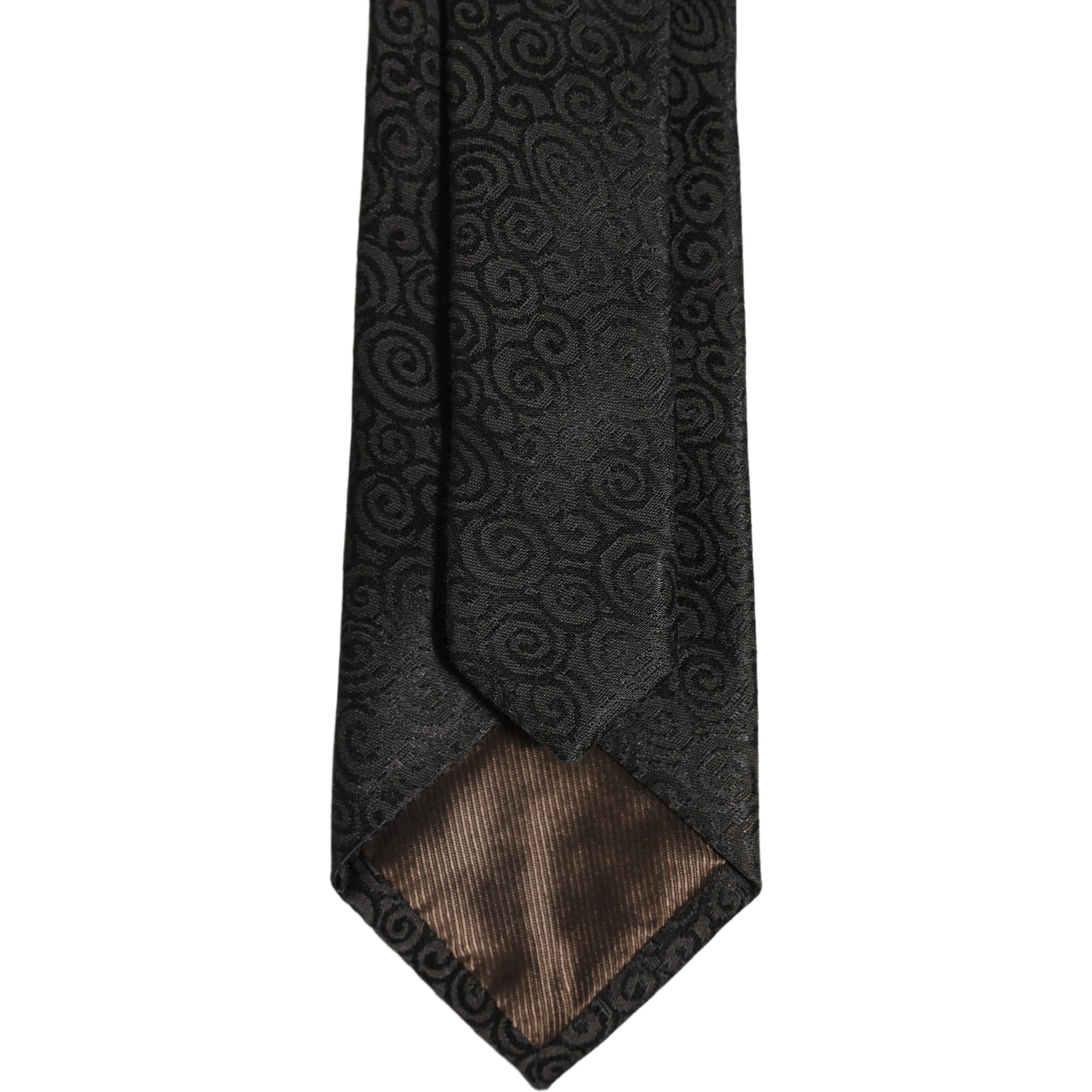 Black Swirl Pattern Silk Adjustable Necktie Accessory Tie