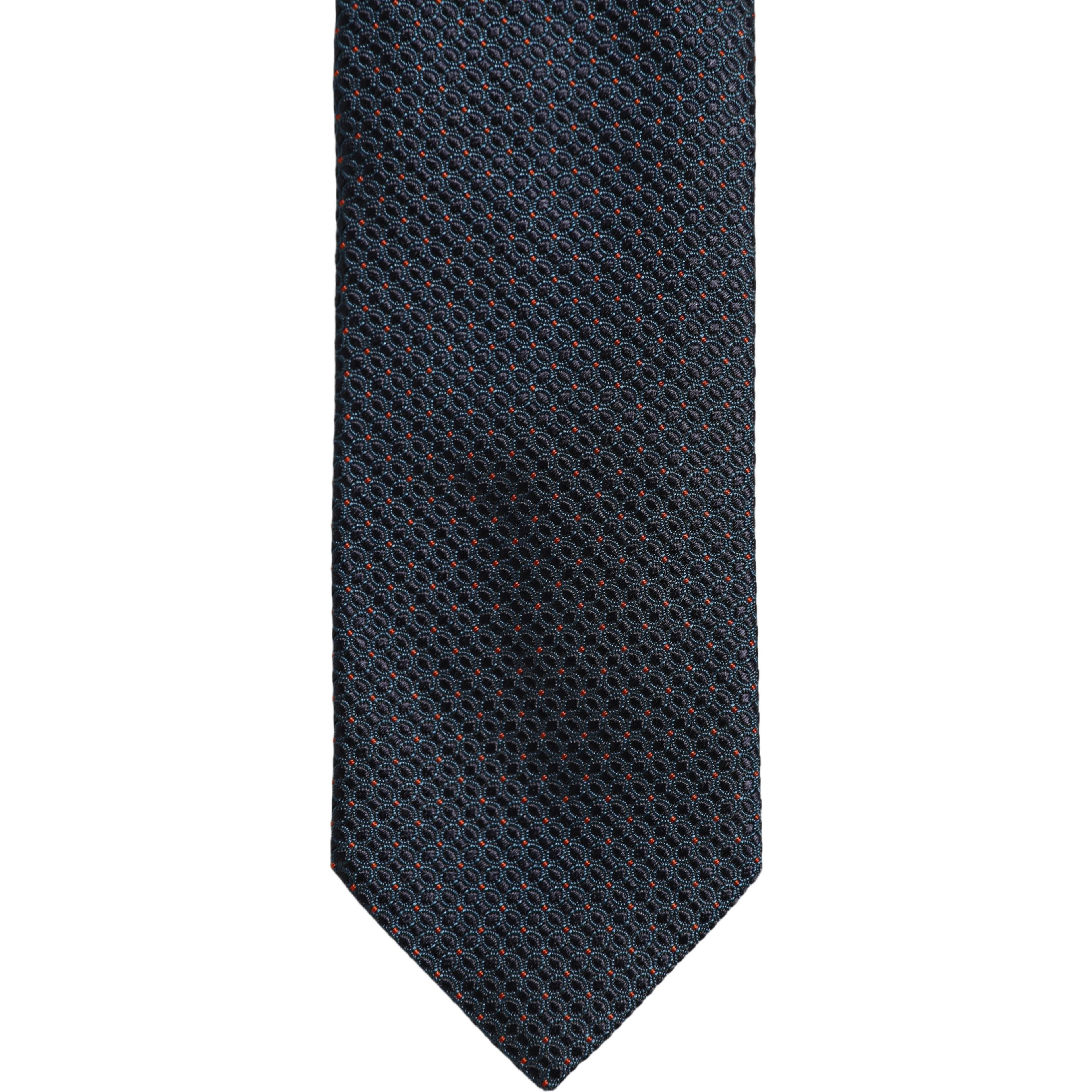 Men Dark Blue Geometric Silk Adjustable Tied Necktie Tie