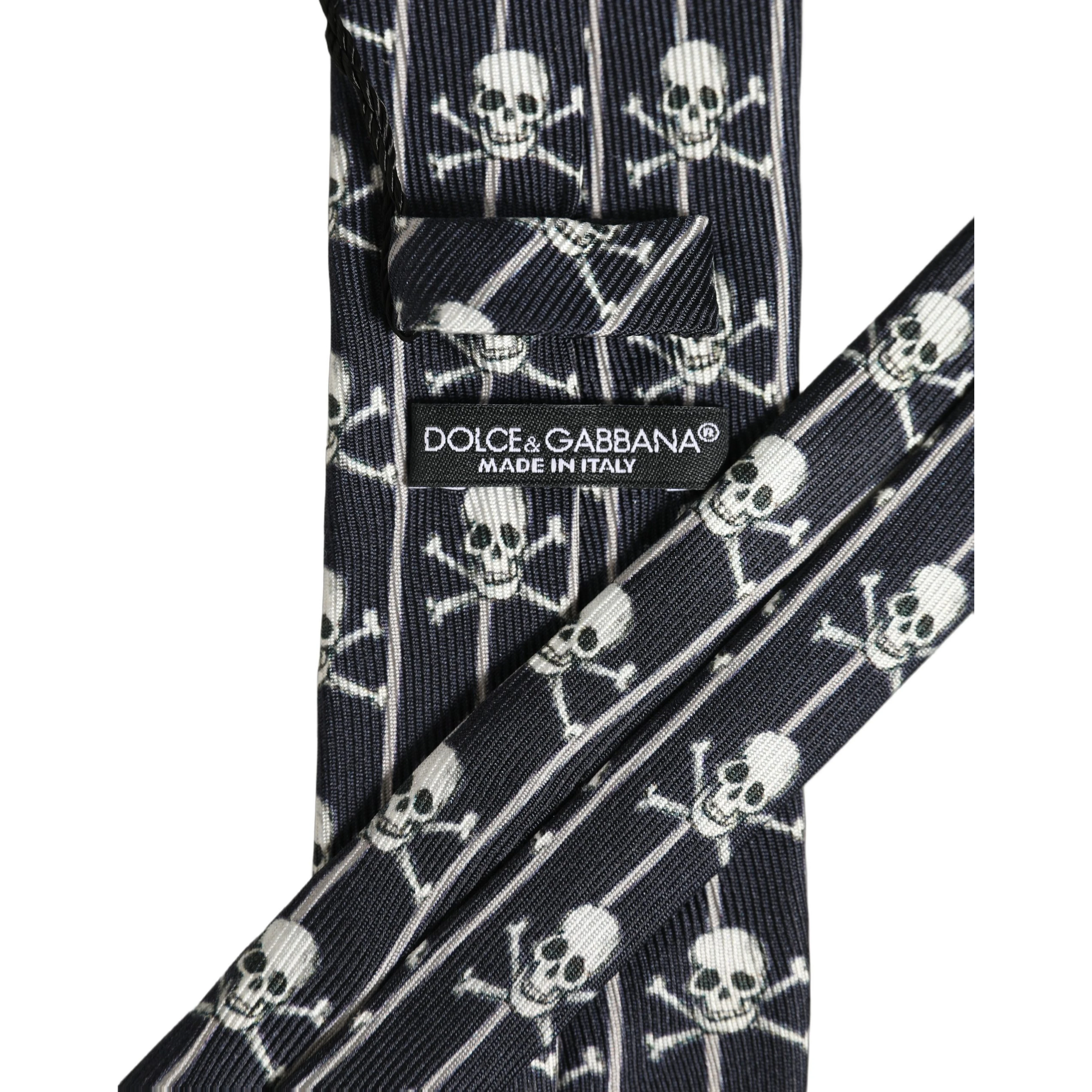 Men Black Silk Skull Fantasy Adjustable Tied Necktie Tie