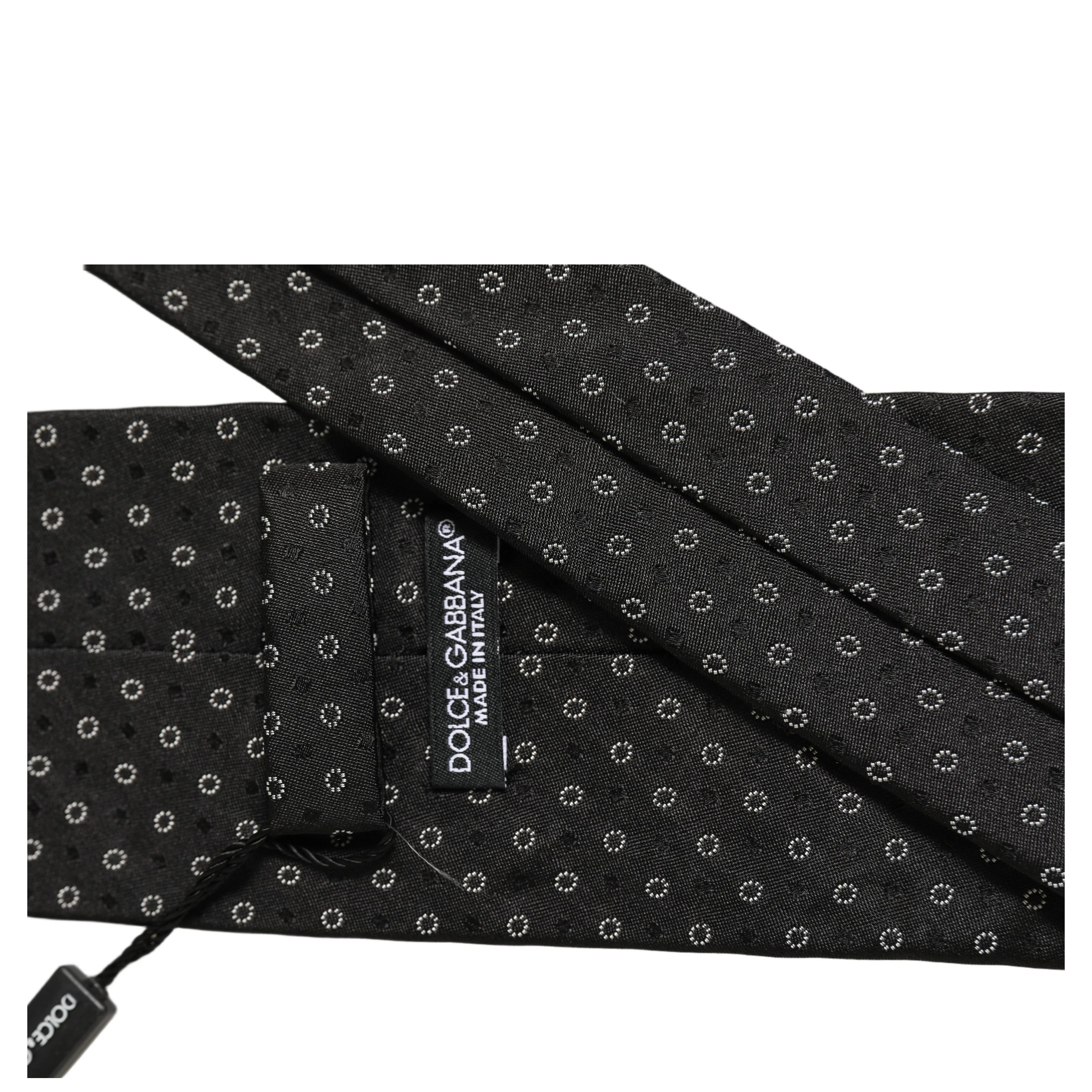 Black Geometric Circle Adjustable Necktie Accessory Tie