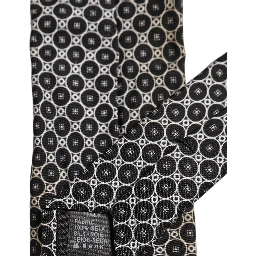 Black White Geometric Silk Adjustable Necktie Accessory Tie