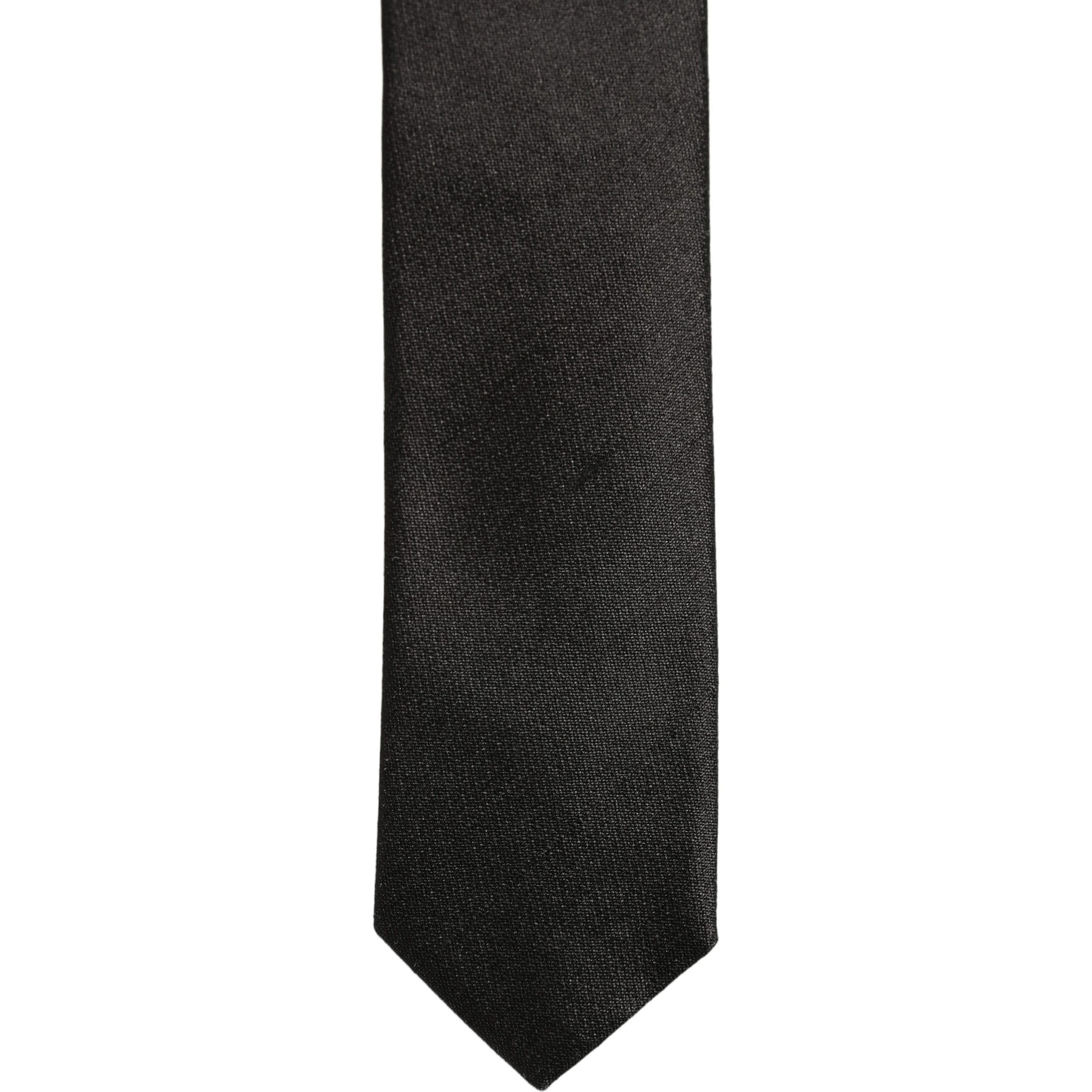 Black Satin Textured Adjustable Necktie Men Accessory Tie