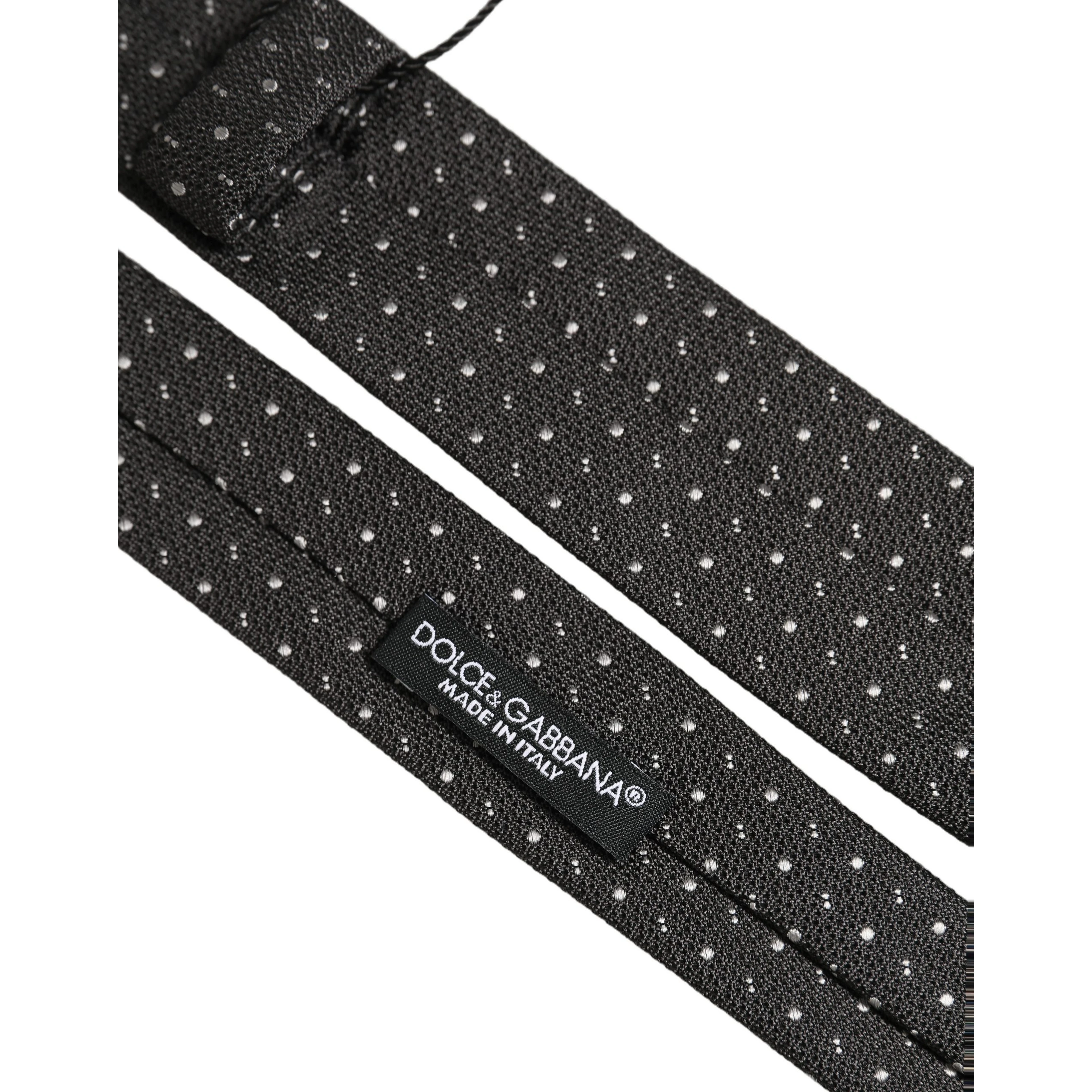 Dark Gray Polka Dot Silk Adjustable Necktie Accessory Tie