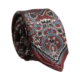 Bordeaux Printed 100% Silk Adjustable Men Necktie Tie