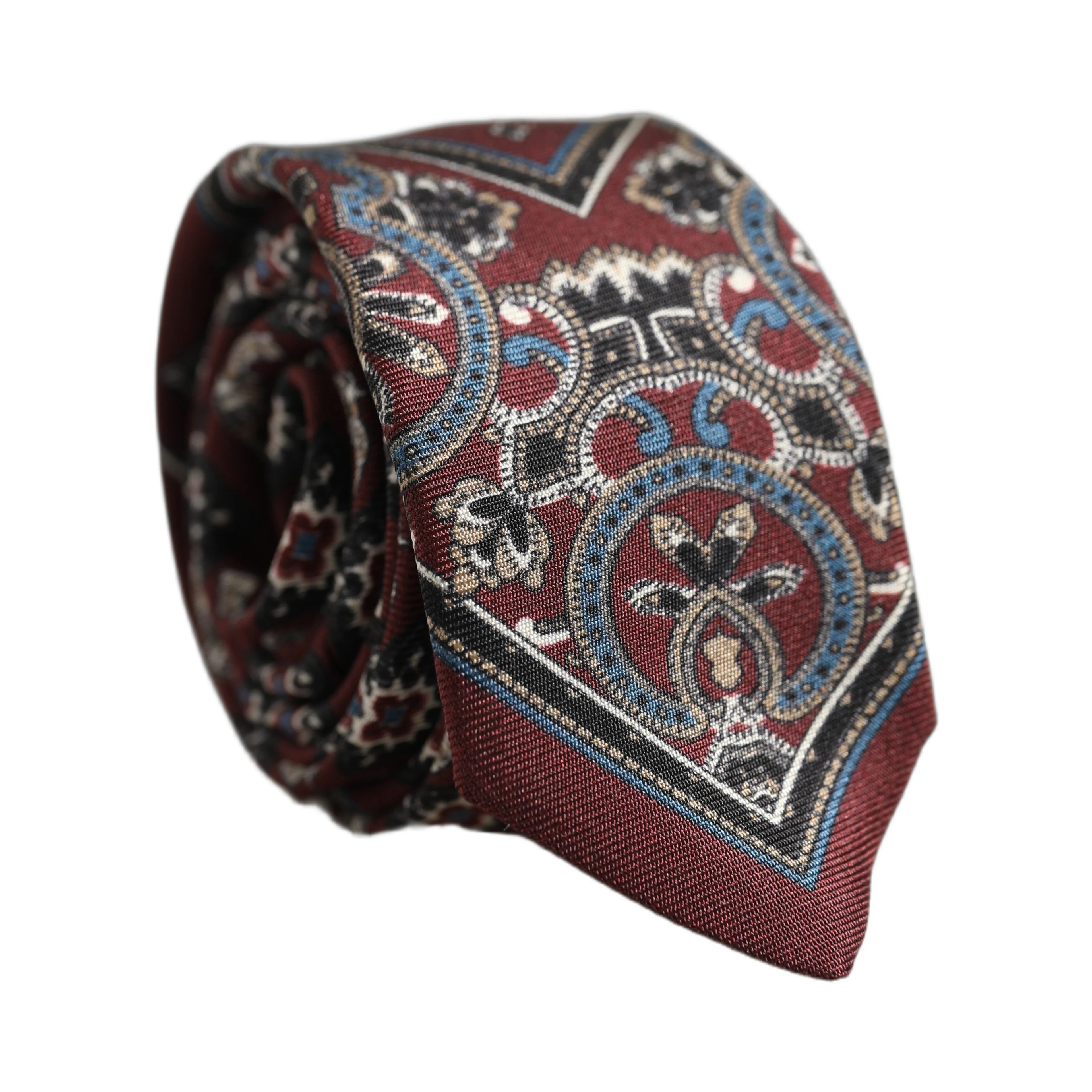 Bordeaux Printed 100% Silk Adjustable Men Necktie Tie