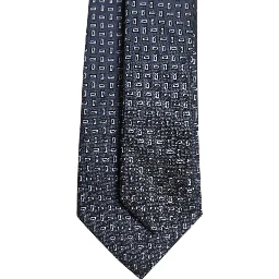 Dark Blue Silk Geometric Adjustable Tied Necktie Tie