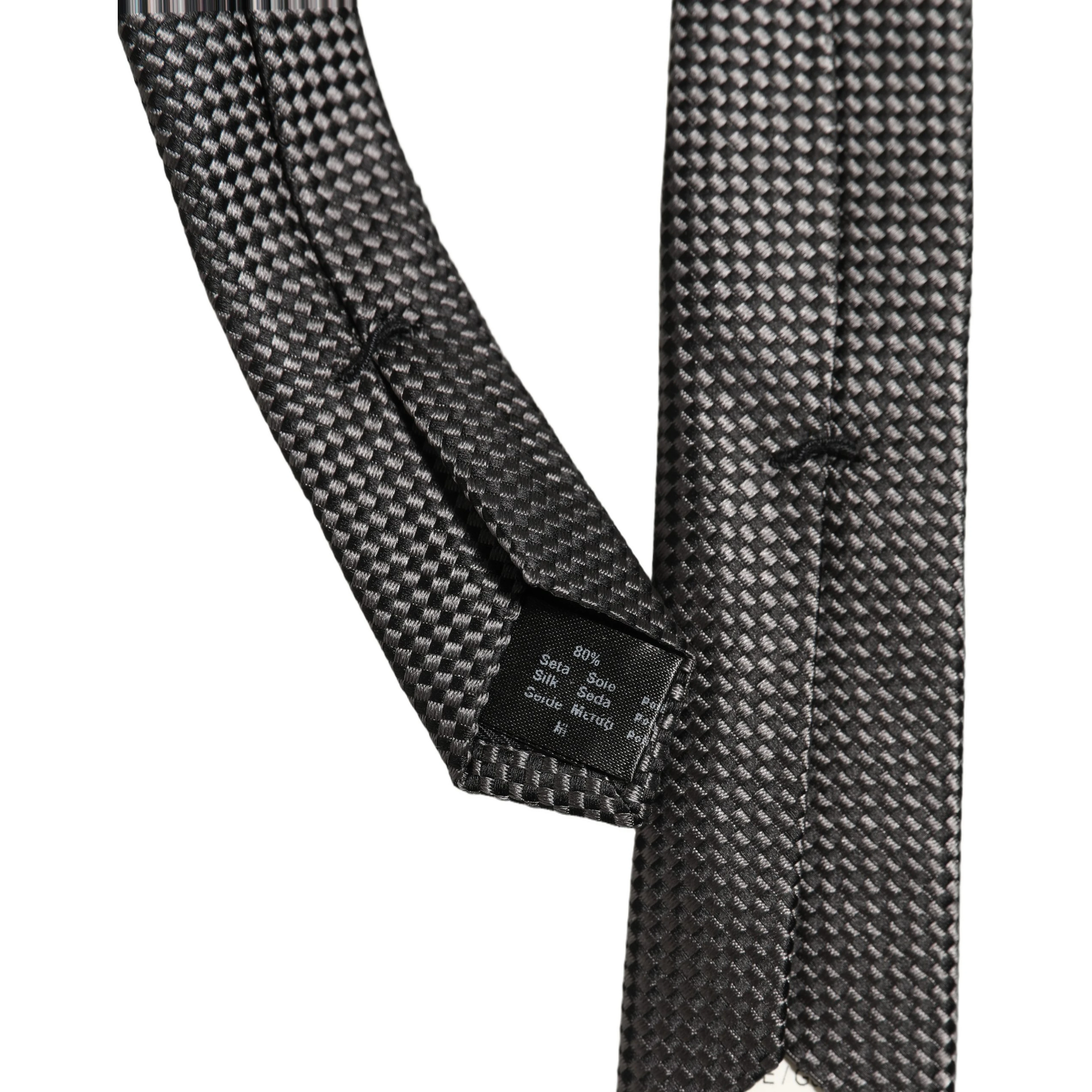 Dark Gray Textured Silk Adjustable Necktie Accessory Tie