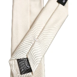 Cream Satin 100% Silk Adjustable Tied Men Necktie Tie