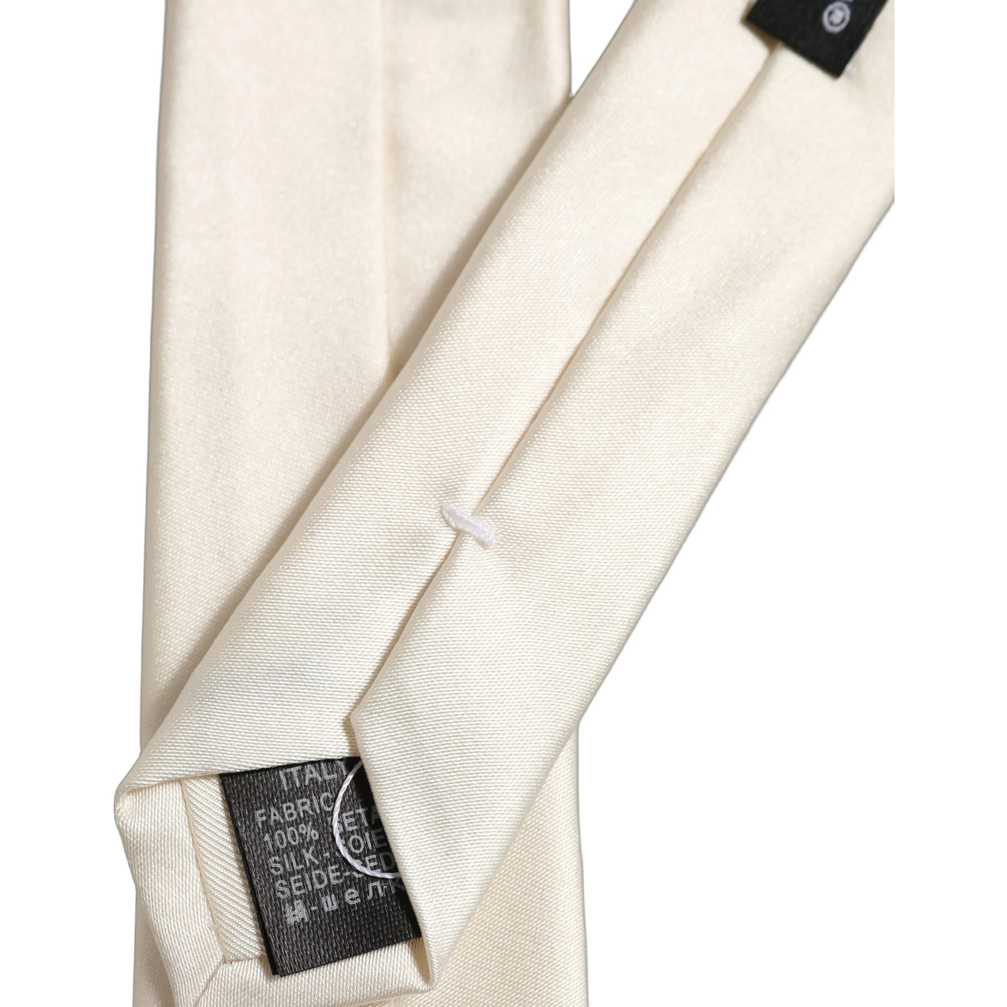 Cream Satin 100% Silk Adjustable Tied Men Necktie Tie