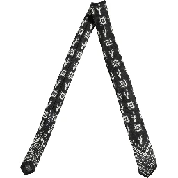 Black Patterned 100%Silk Adjustable Necktie Accessory Tie