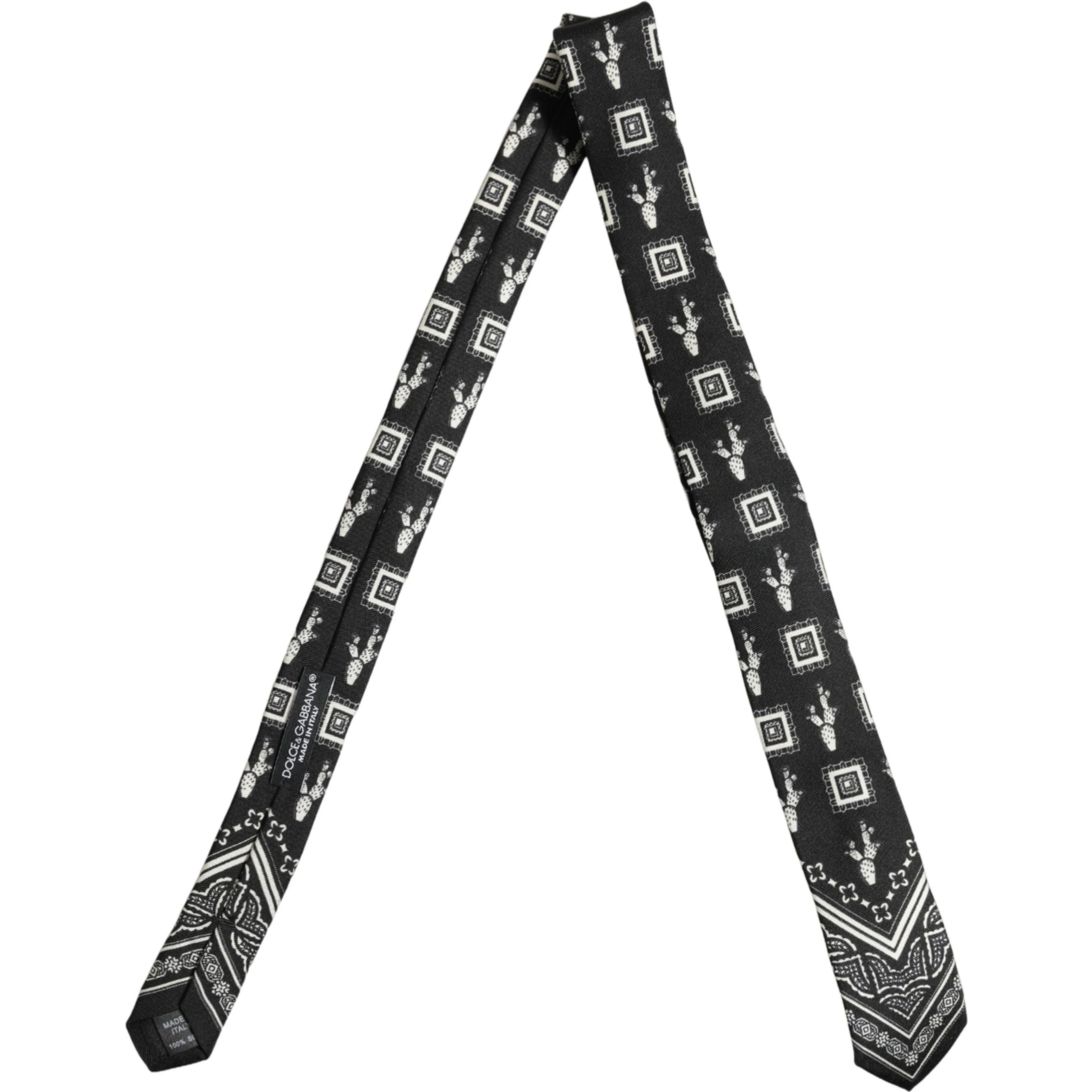 Black Patterned 100%Silk Adjustable Necktie Accessory Tie