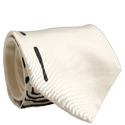 White Silk Floral Graphic Adjustable Tied Men Necktie Tie
