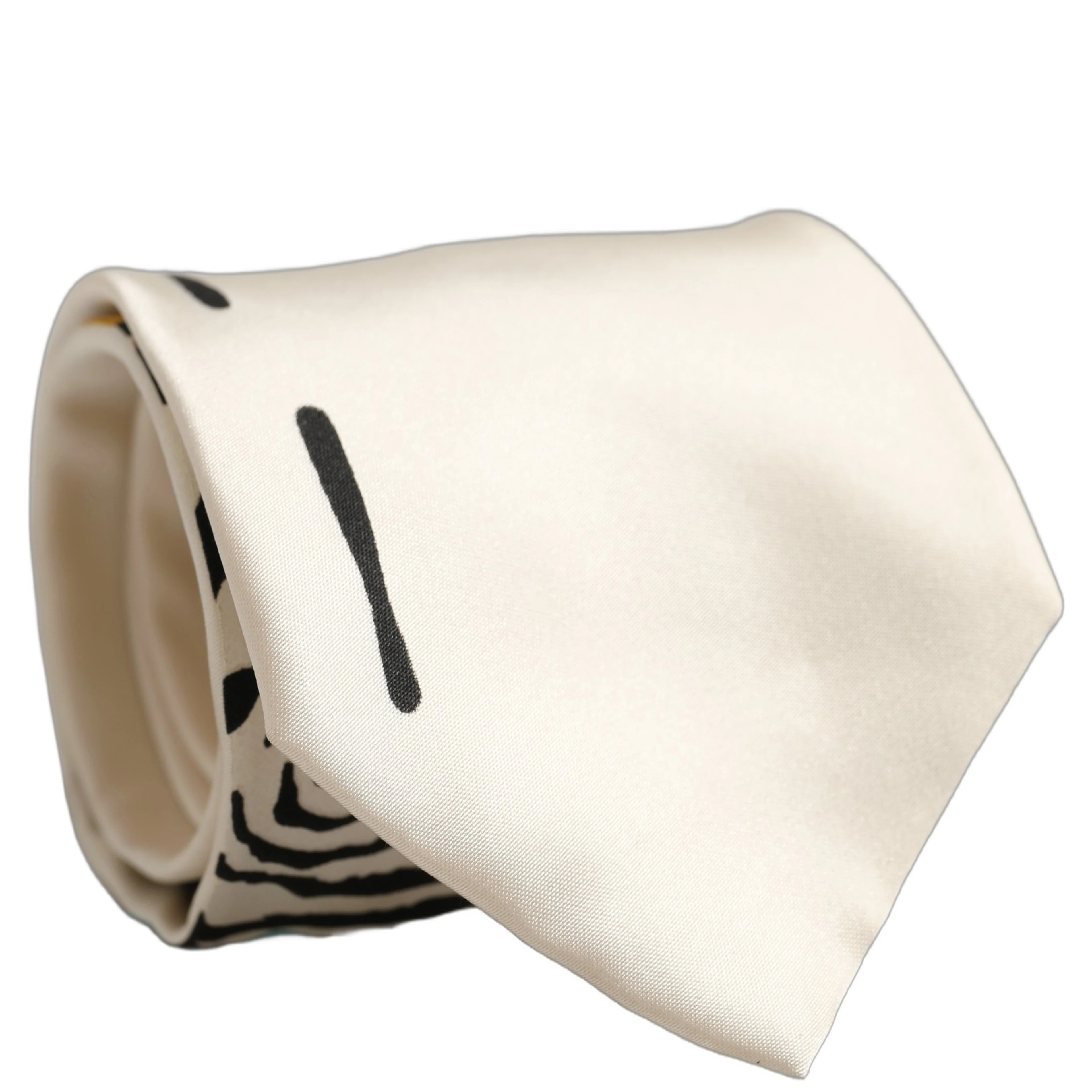 White Silk Floral Graphic Adjustable Tied Men Necktie Tie