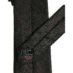 Black Swirl Pattern Silk Adjustable Necktie Accessory Tie