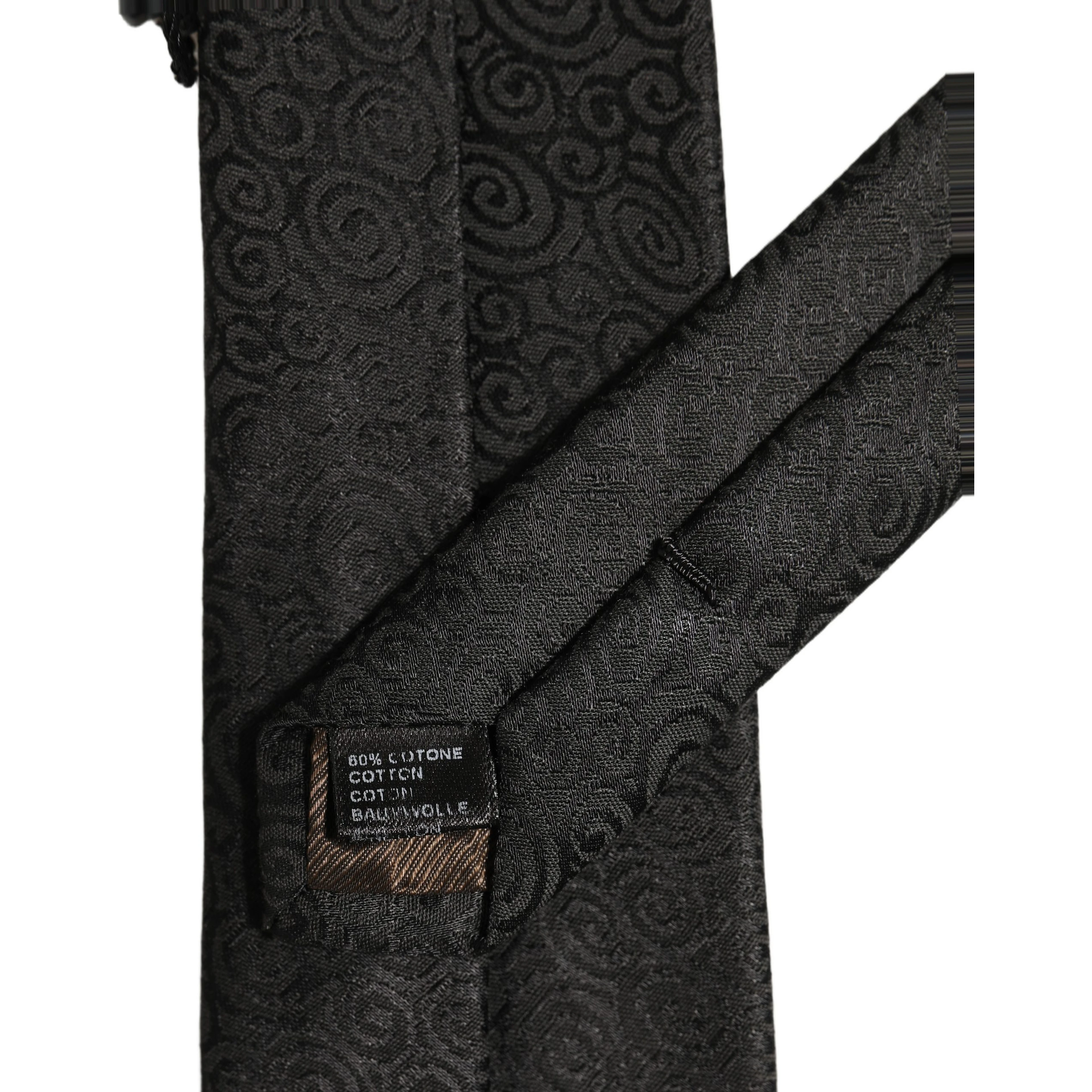 Black Swirl Pattern Silk Adjustable Necktie Accessory Tie