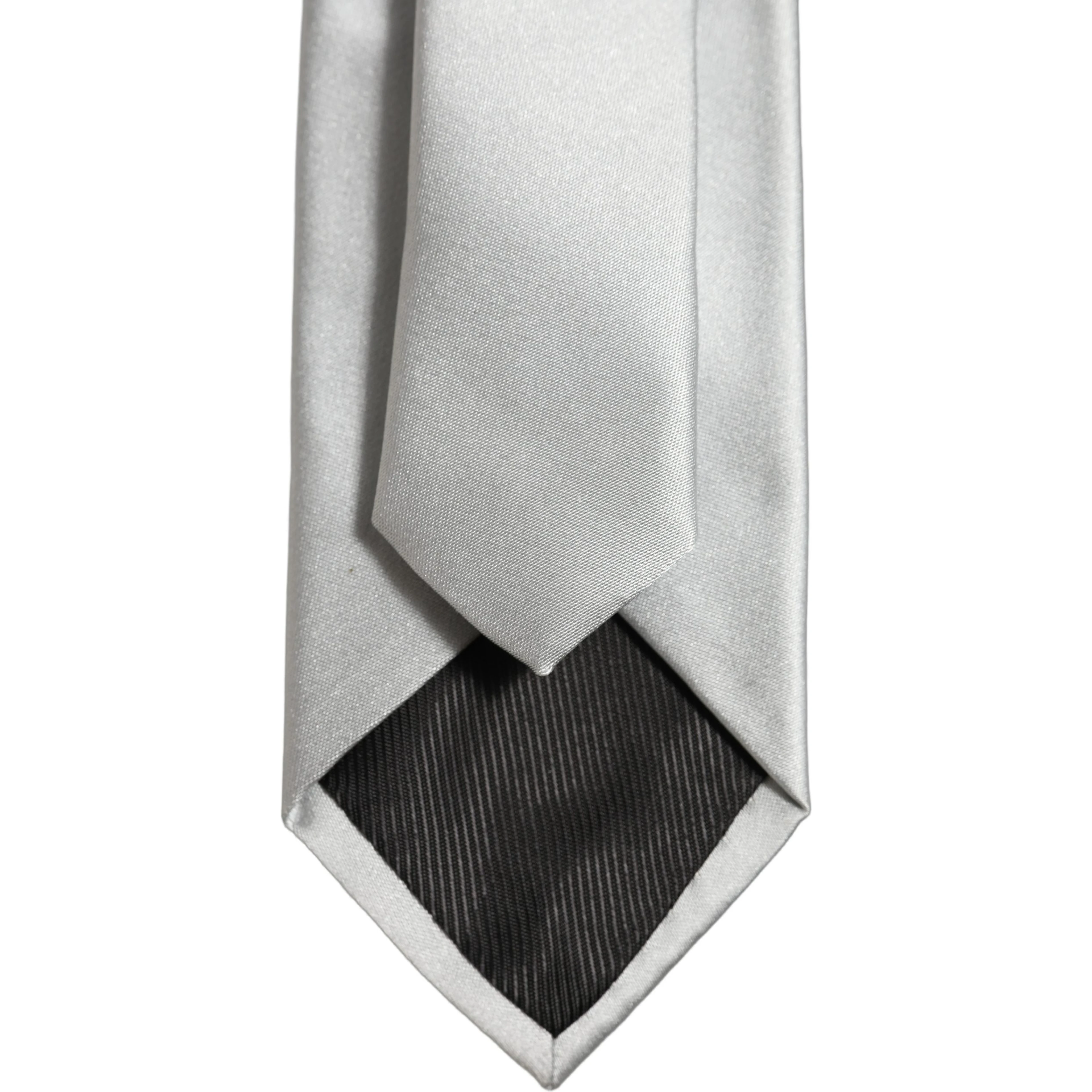 Gray Satin 100% Silk Adjustable Tied Men Necktie Tie