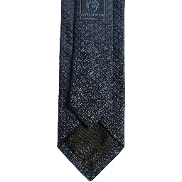 Men Dark Blue Geometric Silk Adjustable Tied Necktie Tie