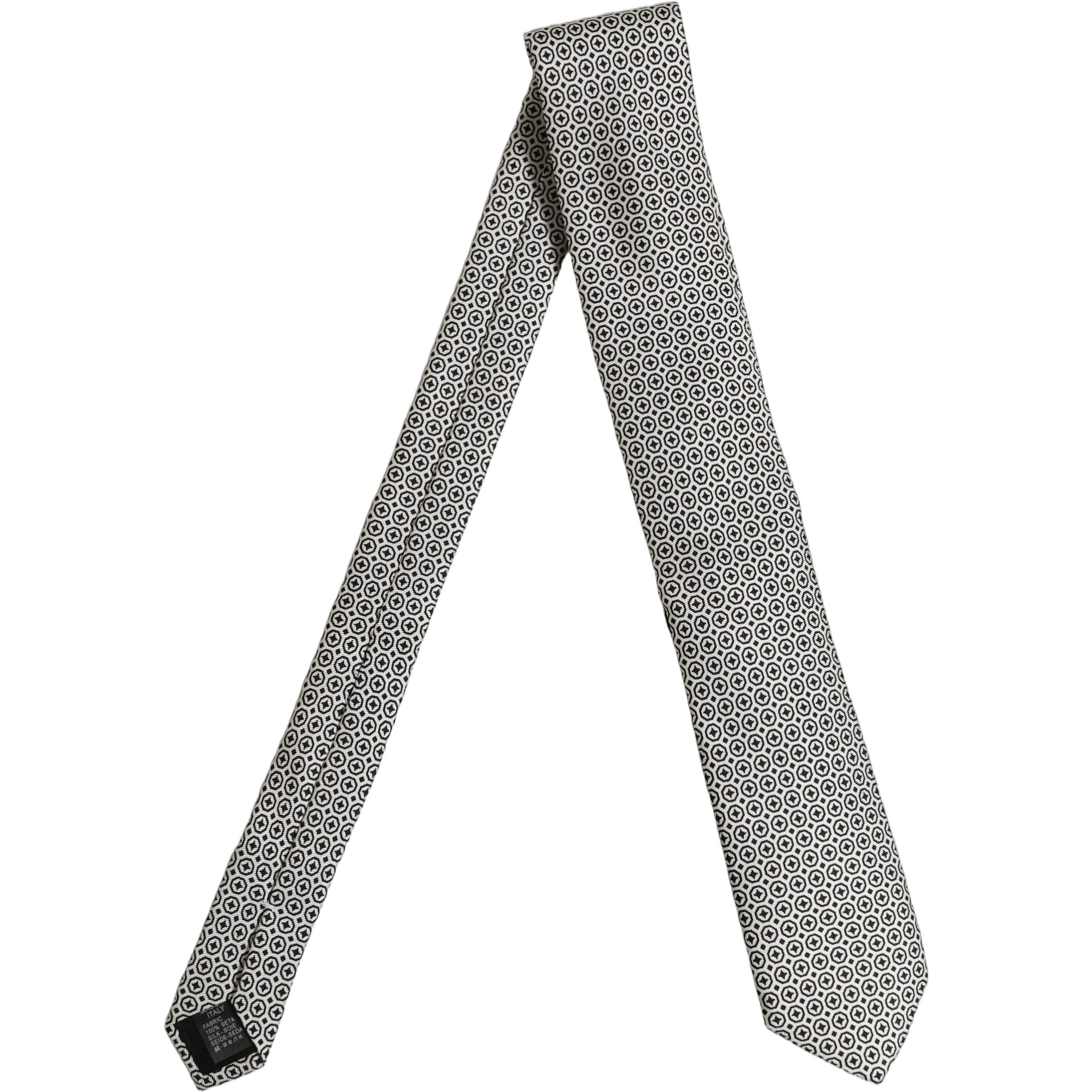 Black White Geometric Adjustable Necktie Accessory Tie