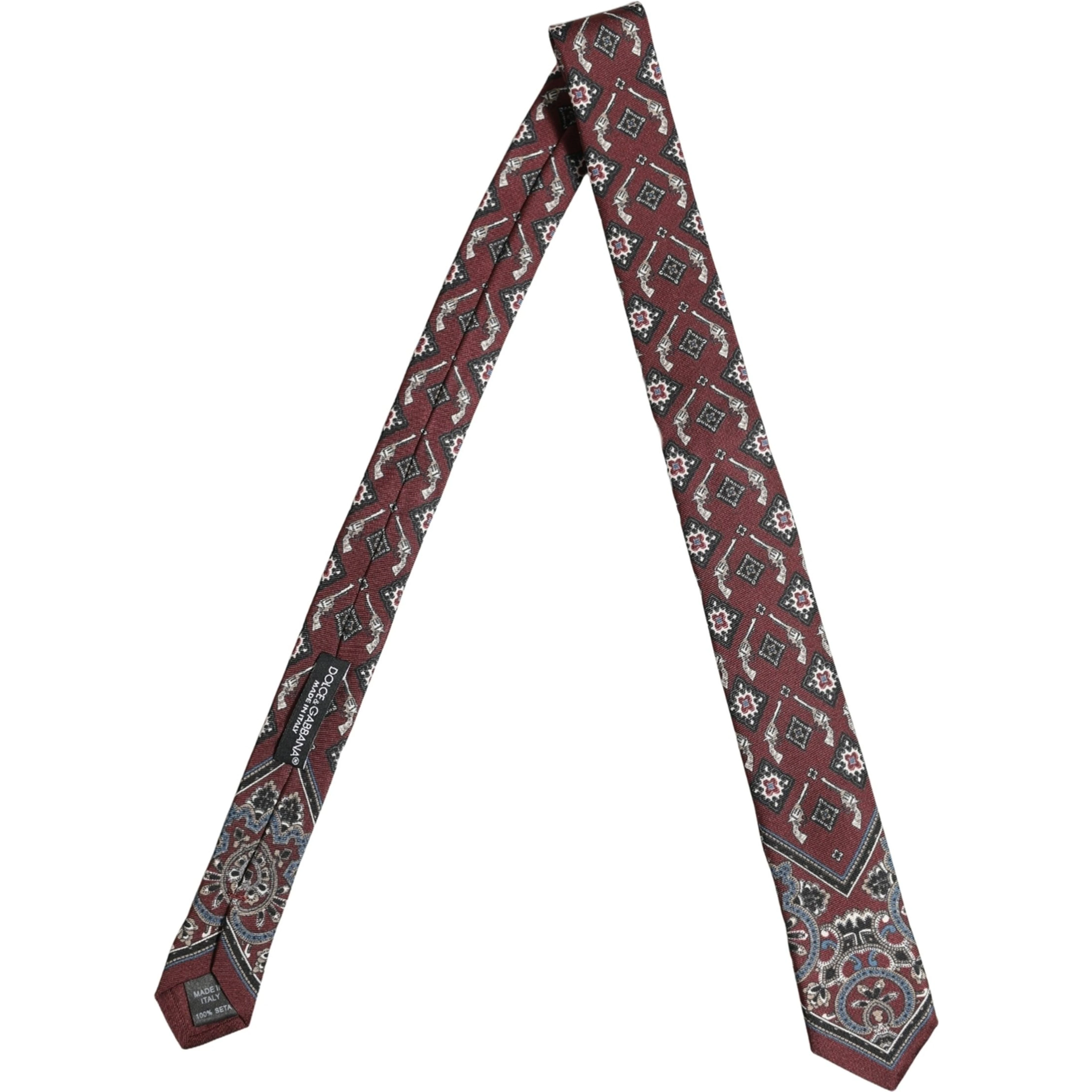 Bordeaux Printed 100% Silk Adjustable Men Necktie Tie