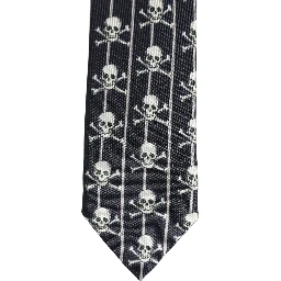 Men Black Silk Skull Fantasy Adjustable Tied Necktie Tie