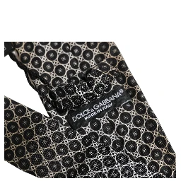Black White Geometric Silk Adjustable Necktie Accessory Tie