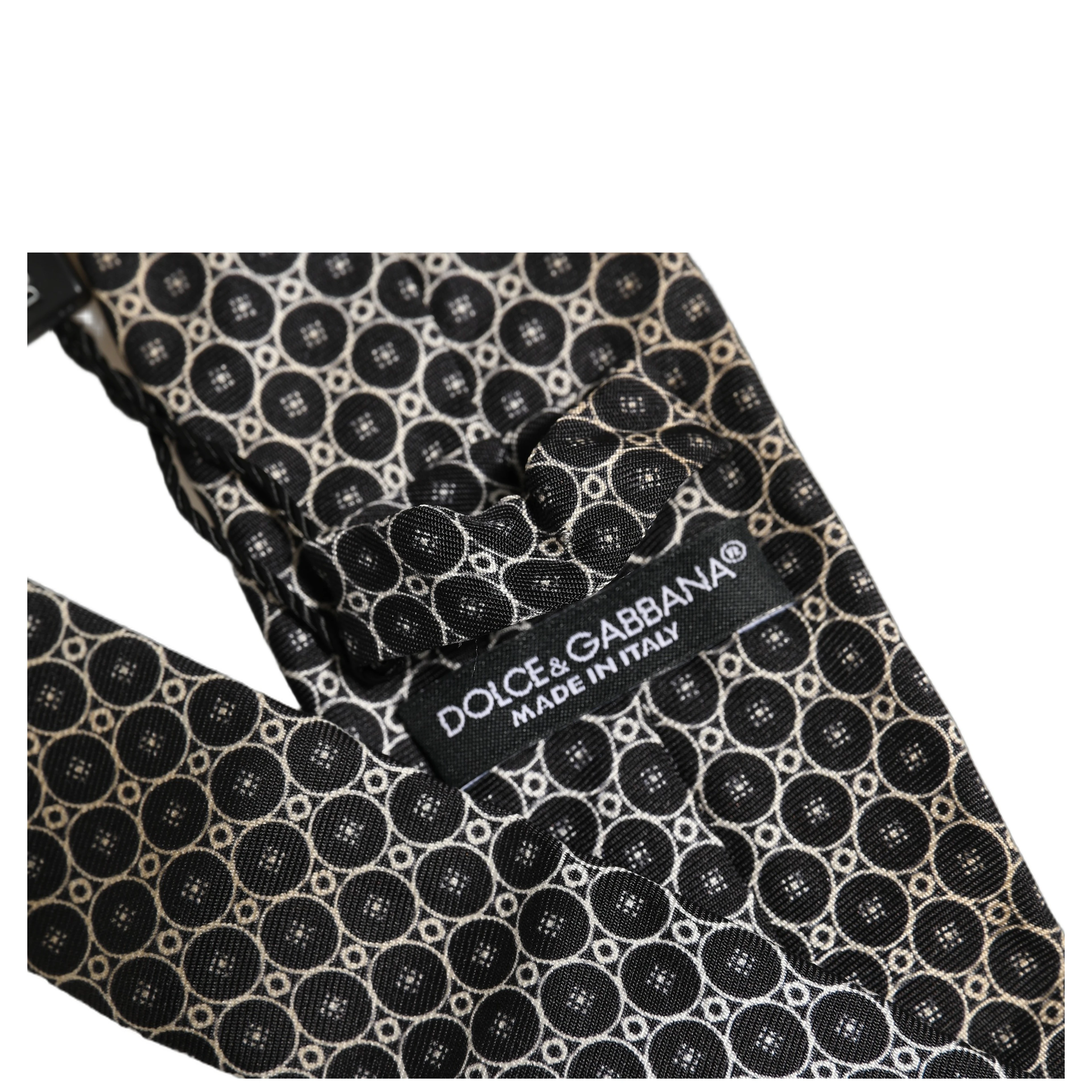 Black White Geometric Silk Adjustable Necktie Accessory Tie