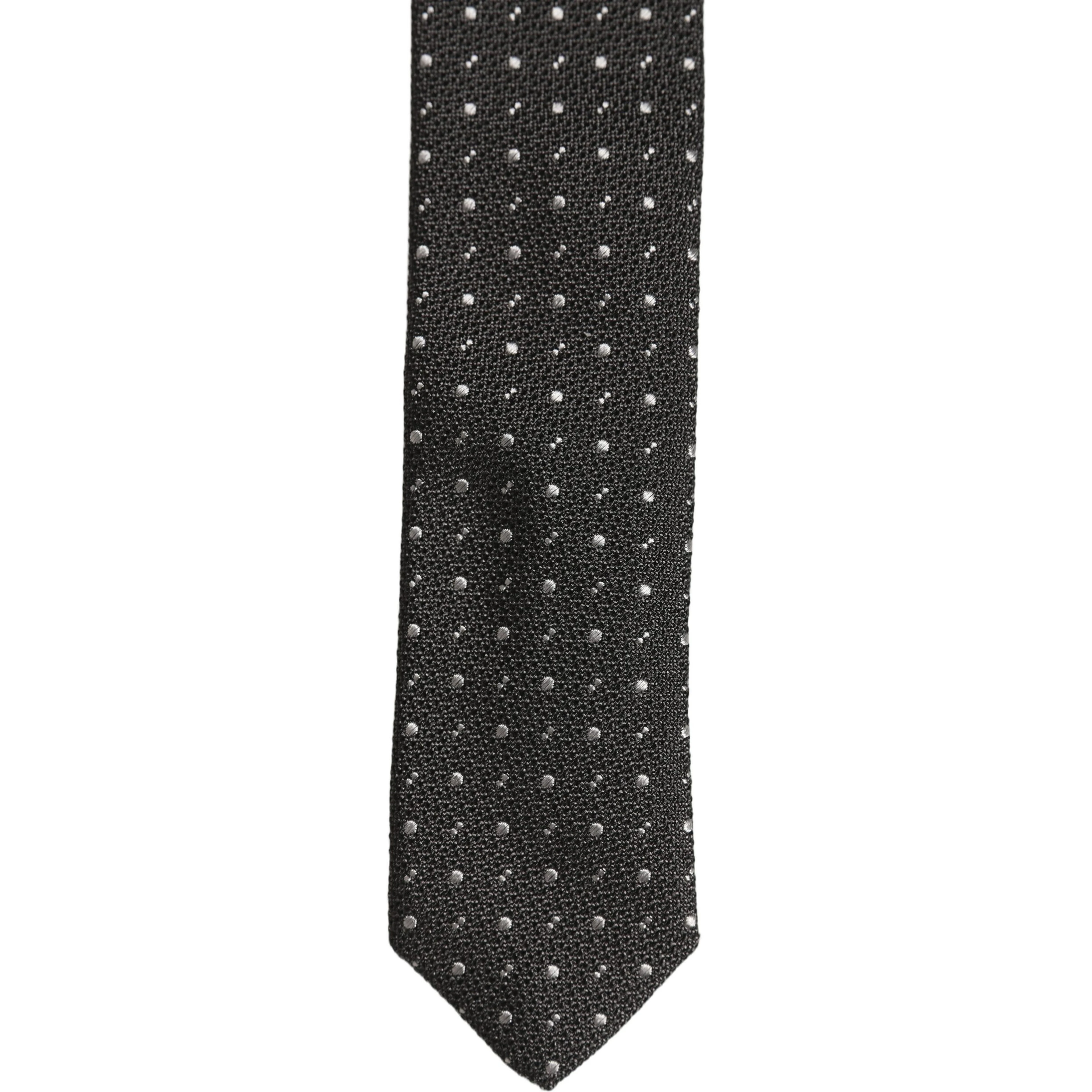 Dark Gray Polka Dot Silk Adjustable Necktie Accessory Tie