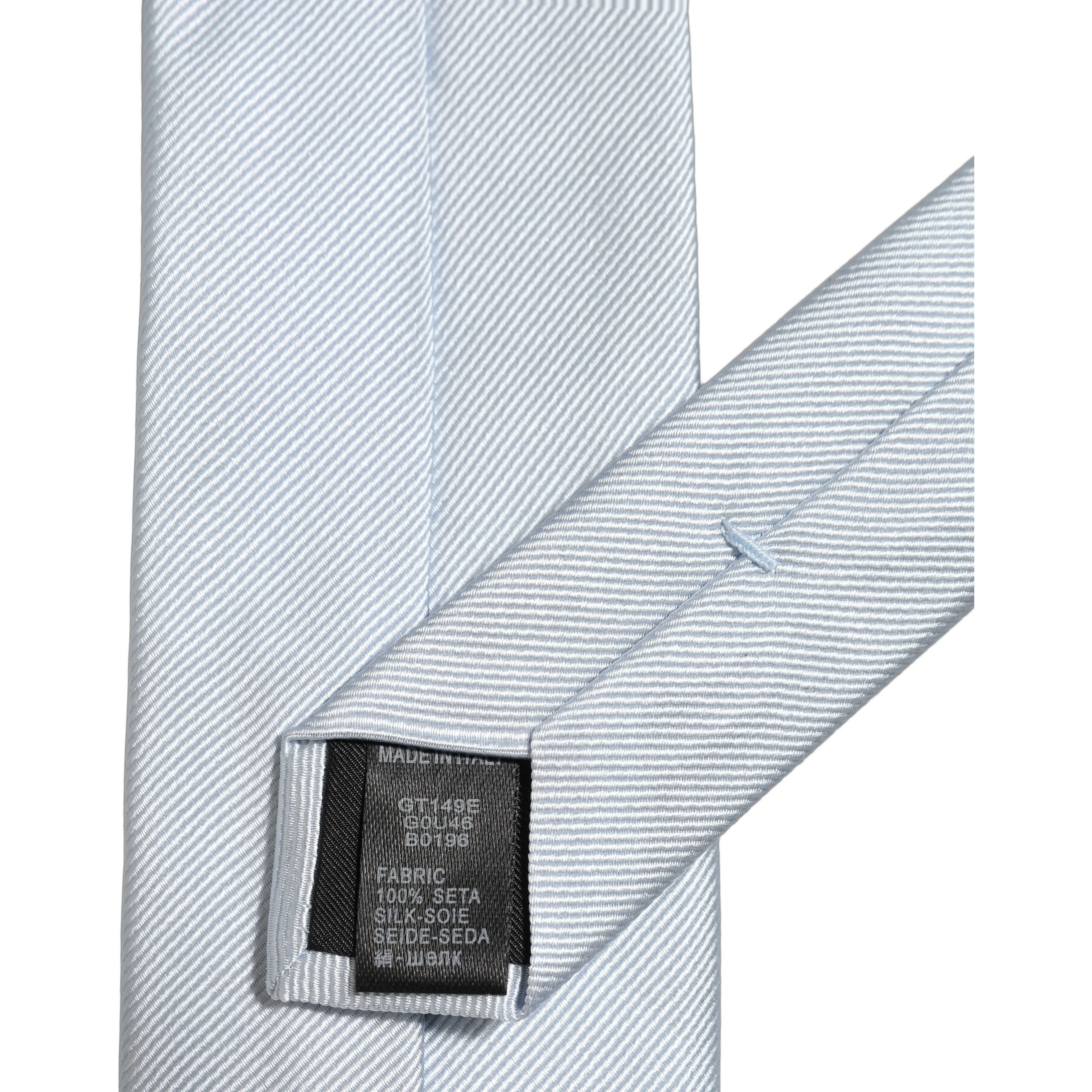 Men Light Blue Silk Classic Adjustable Tied Necktie Tie