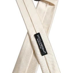 Cream Satin 100% Silk Adjustable Tied Men Necktie Tie