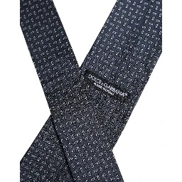 Dark Blue Silk Geometric Adjustable Tied Necktie Tie