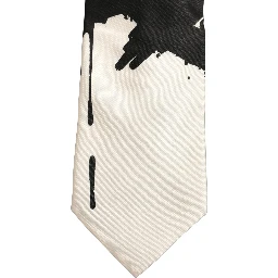 White Silk Floral Graphic Adjustable Tied Men Necktie Tie