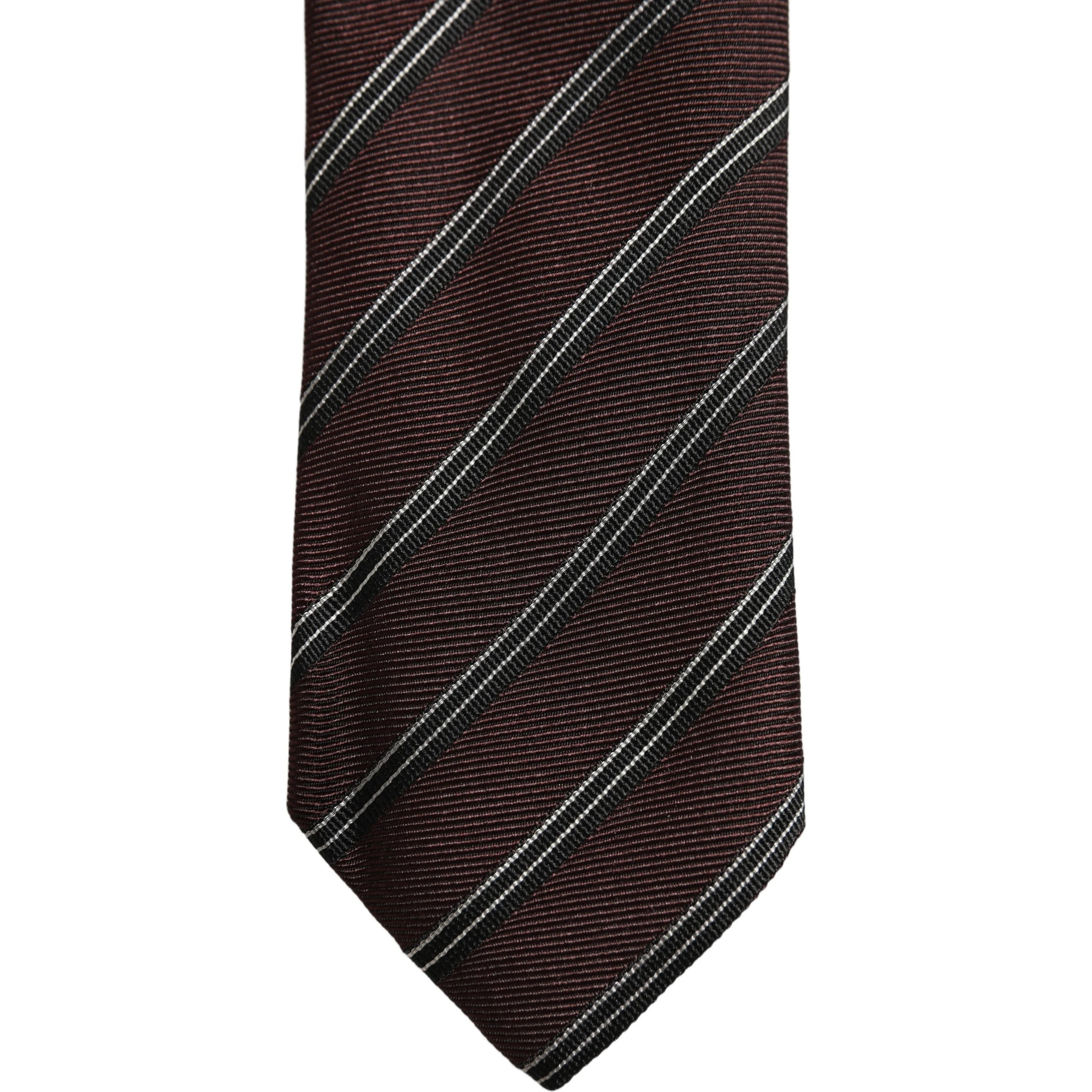 Burgundy Stripes Silk Adjustable Necktie Accessory Tie
